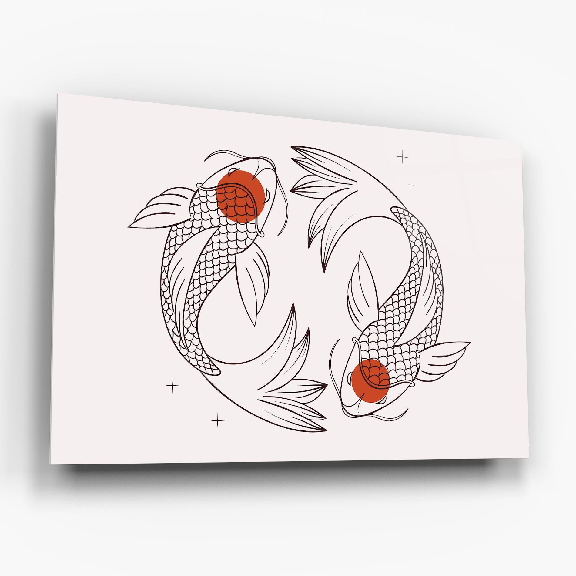 Tablou Sticla Koi Yinyang Art mockup 6