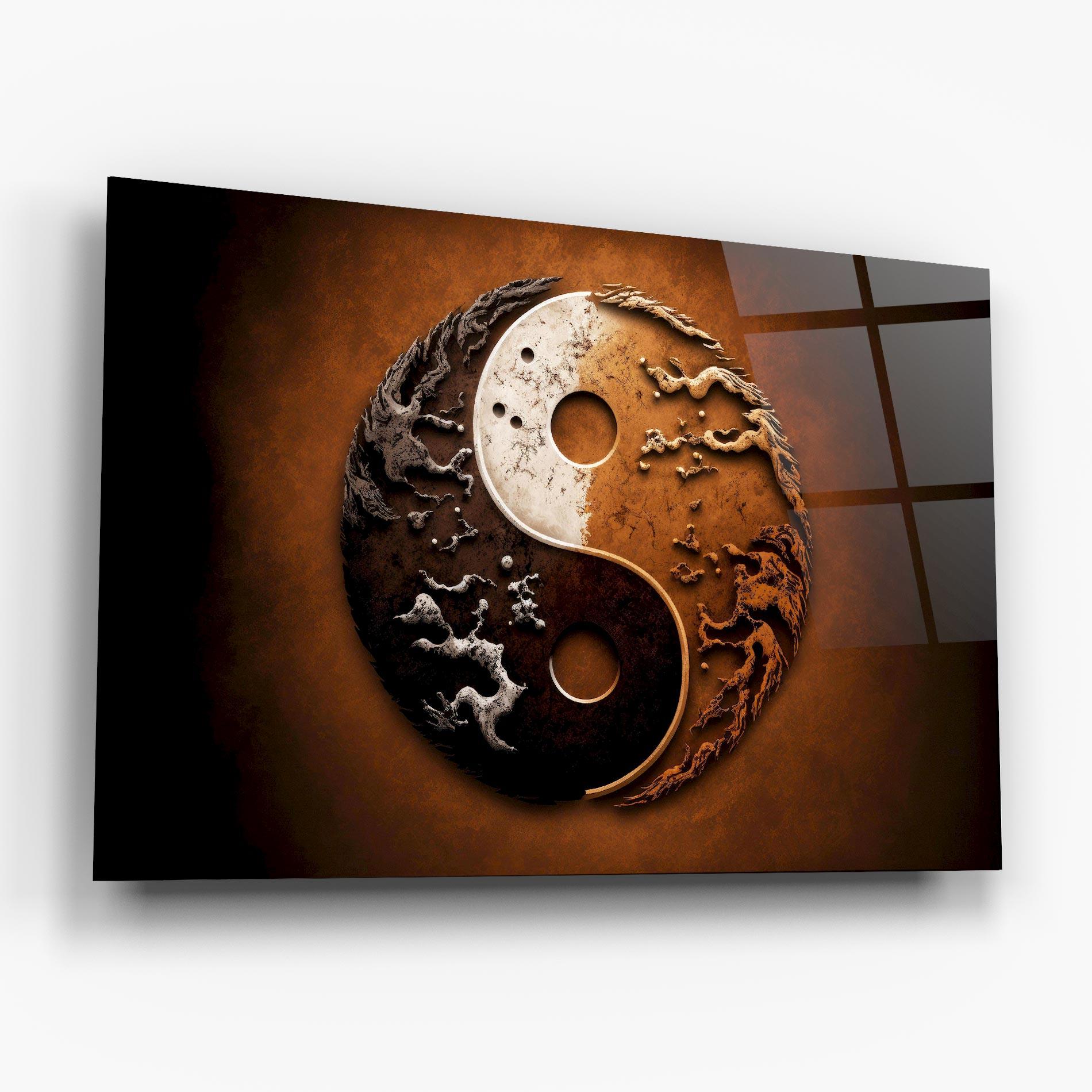 Tablou Sticla White Sand Yinyang mockup 6