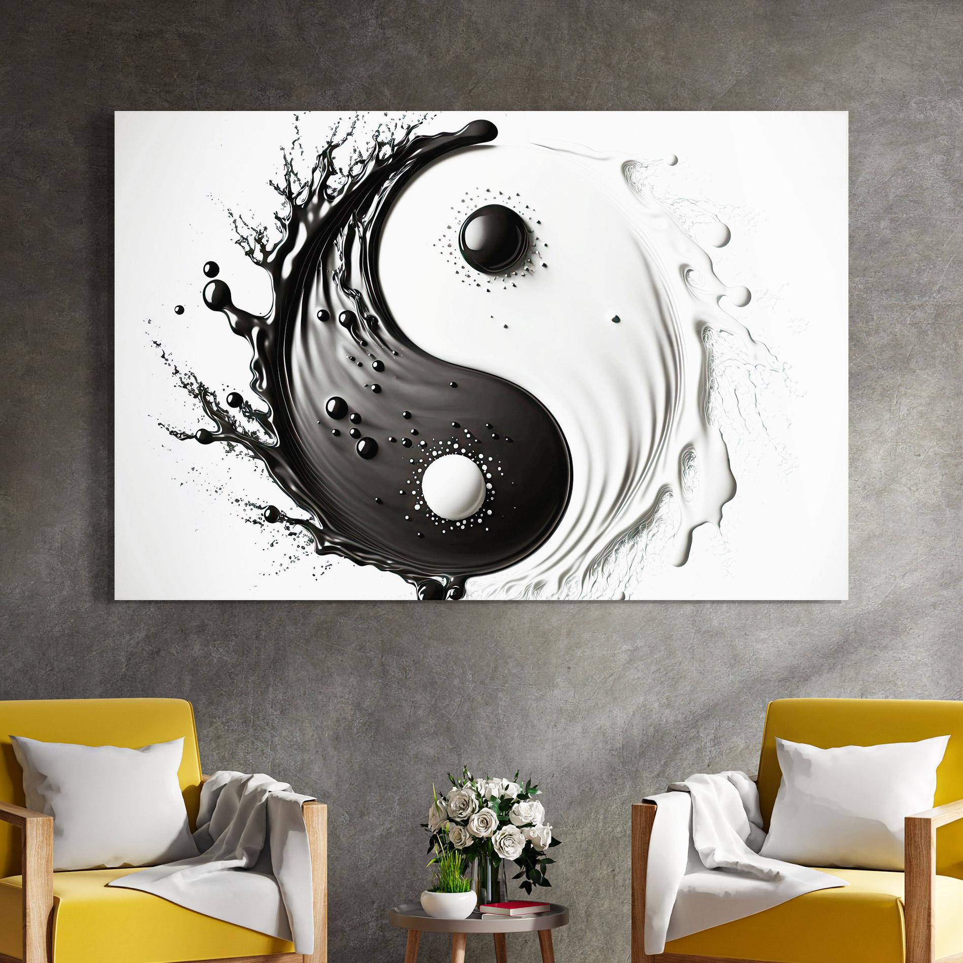 Tablou Sticla Black Liquid Yinyang mockup 4