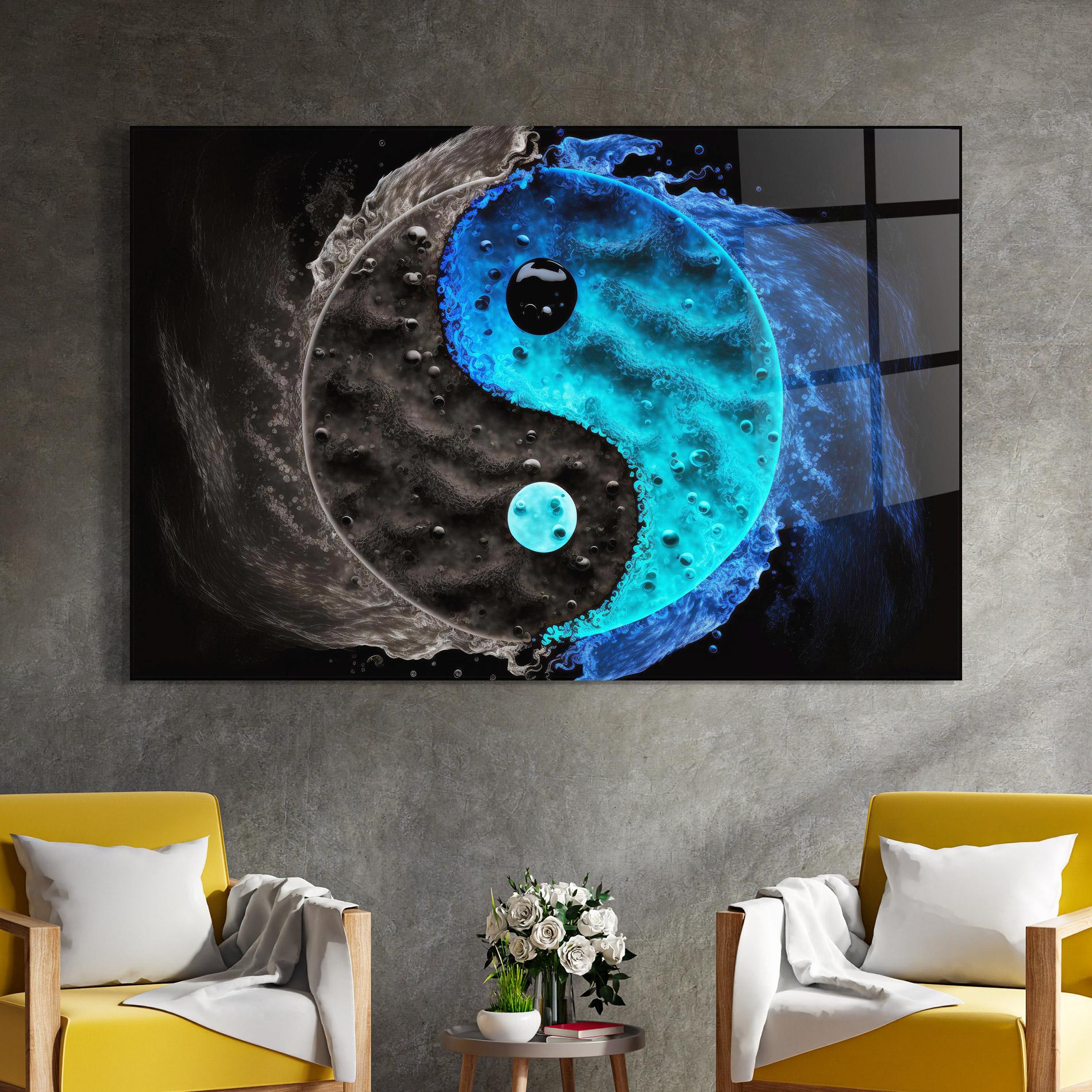 Tablou Sticla Blue Water Yinyang mockup 4