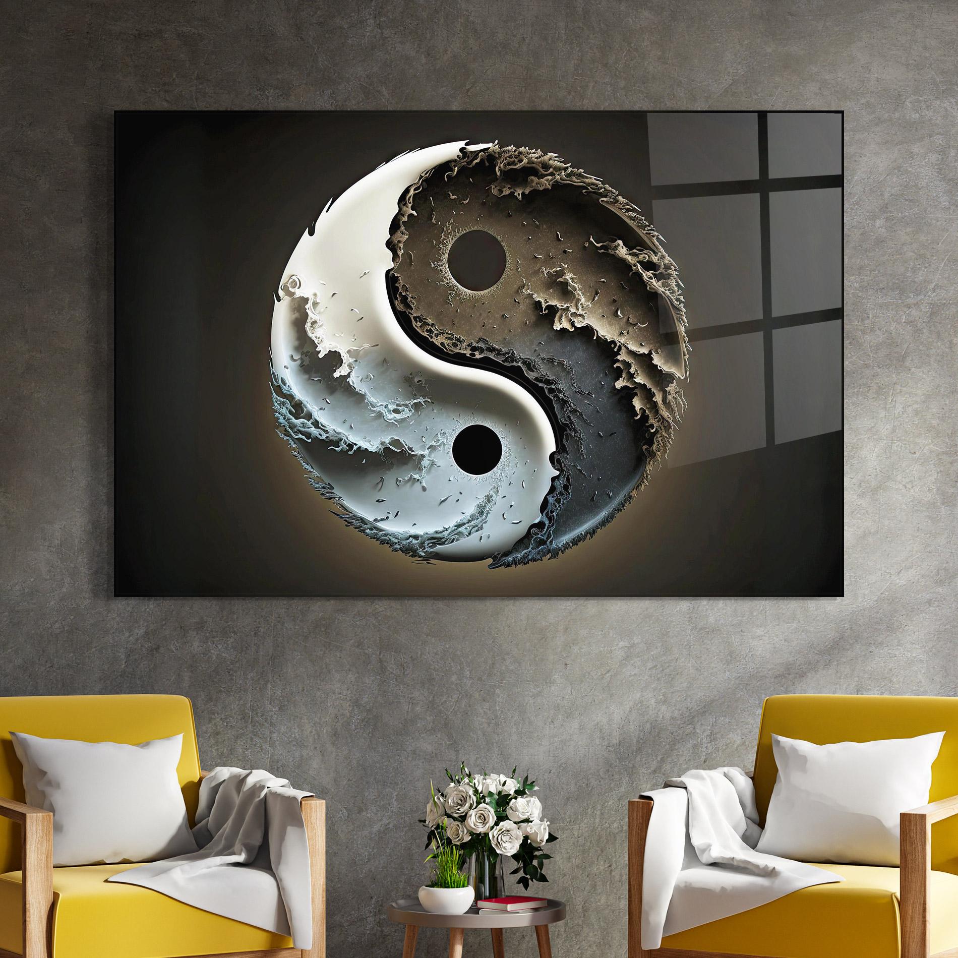 Tablou Sticla Brown Smoke Yinyang mockup 4