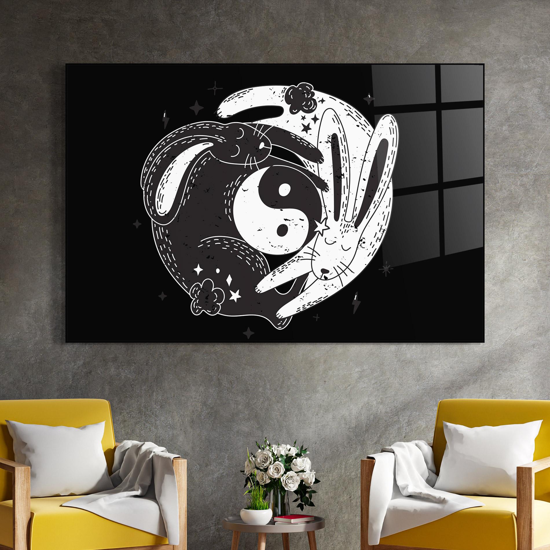 Tablou Sticla Bunny Yinyang mockup 4