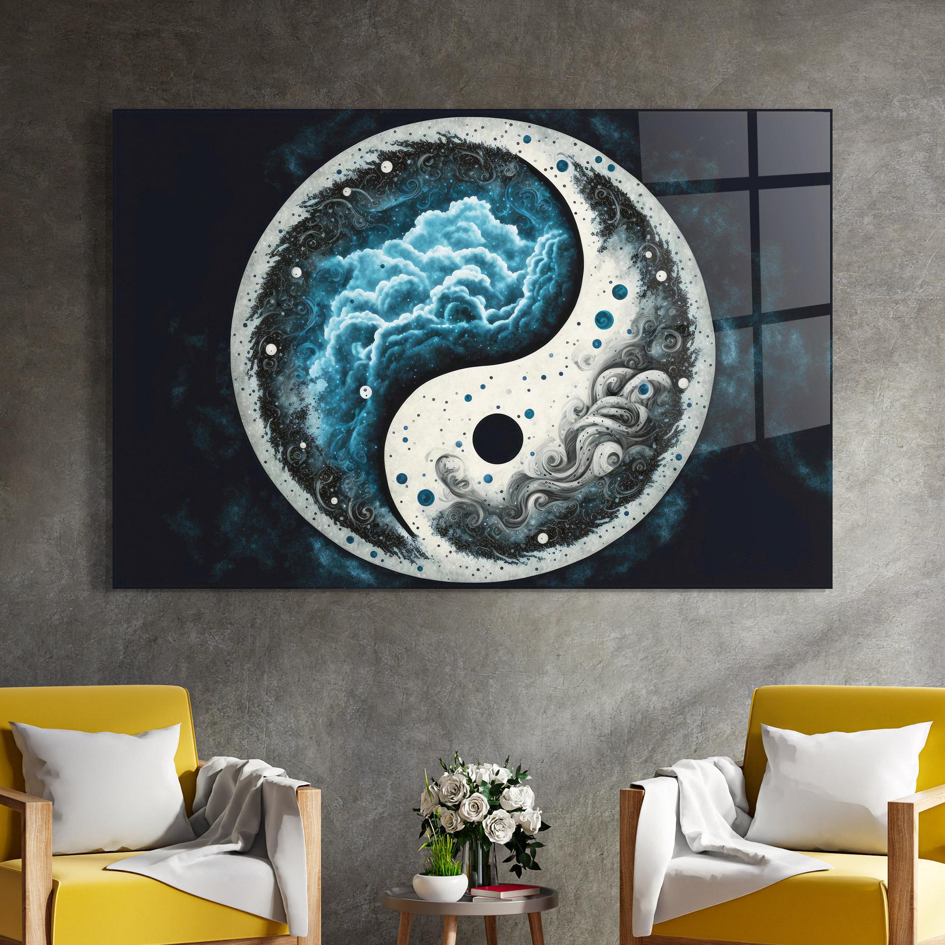 Tablou Sticla Cloudy Yinyang mockup 4