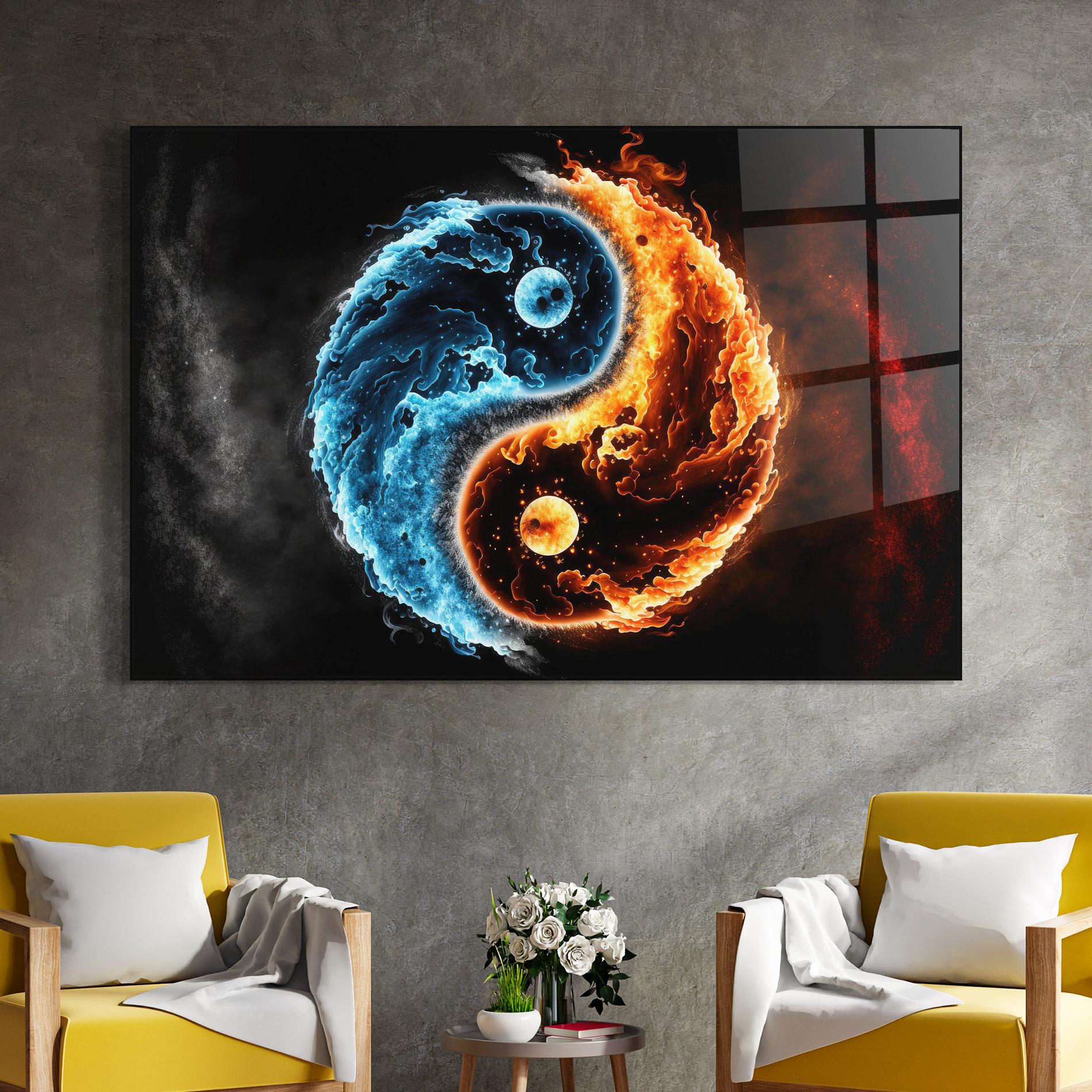 Tablou Sticla Fire Water Yinyang mockup 4