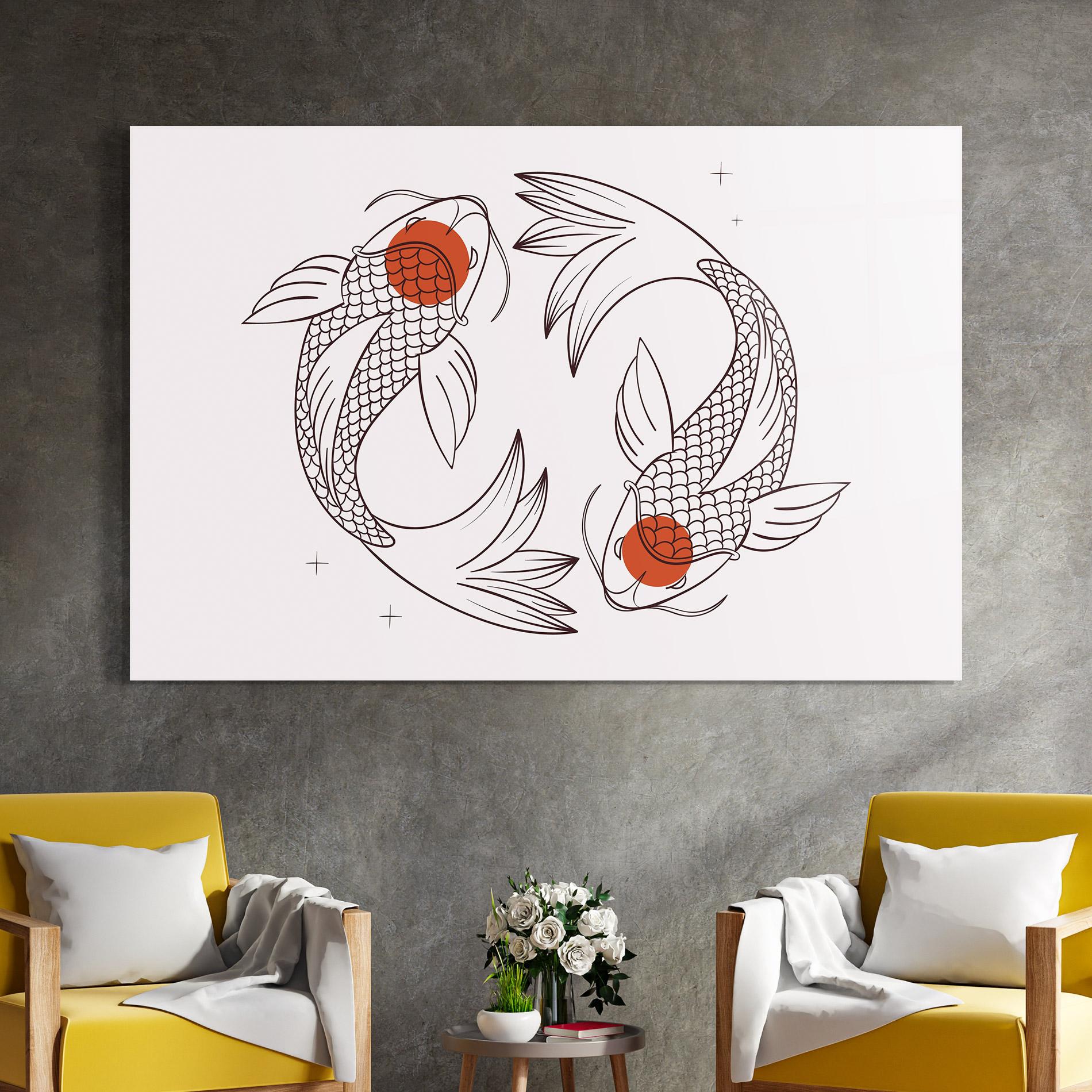 Tablou Sticla Koi Yinyang Art mockup 4