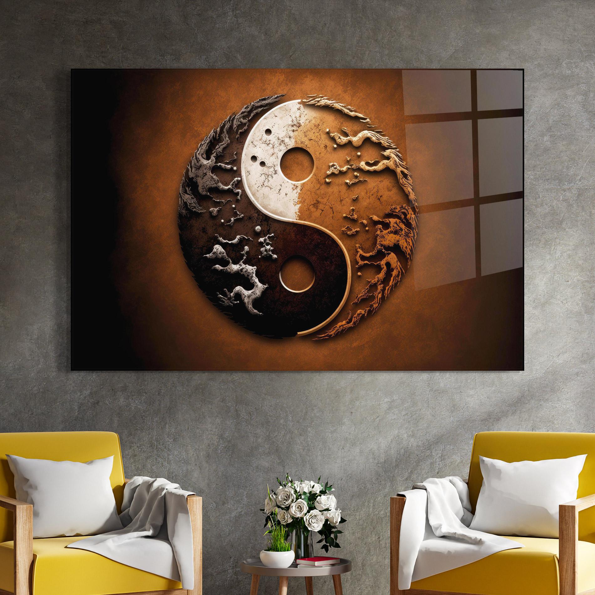 Tablou Sticla White Sand Yinyang mockup 4