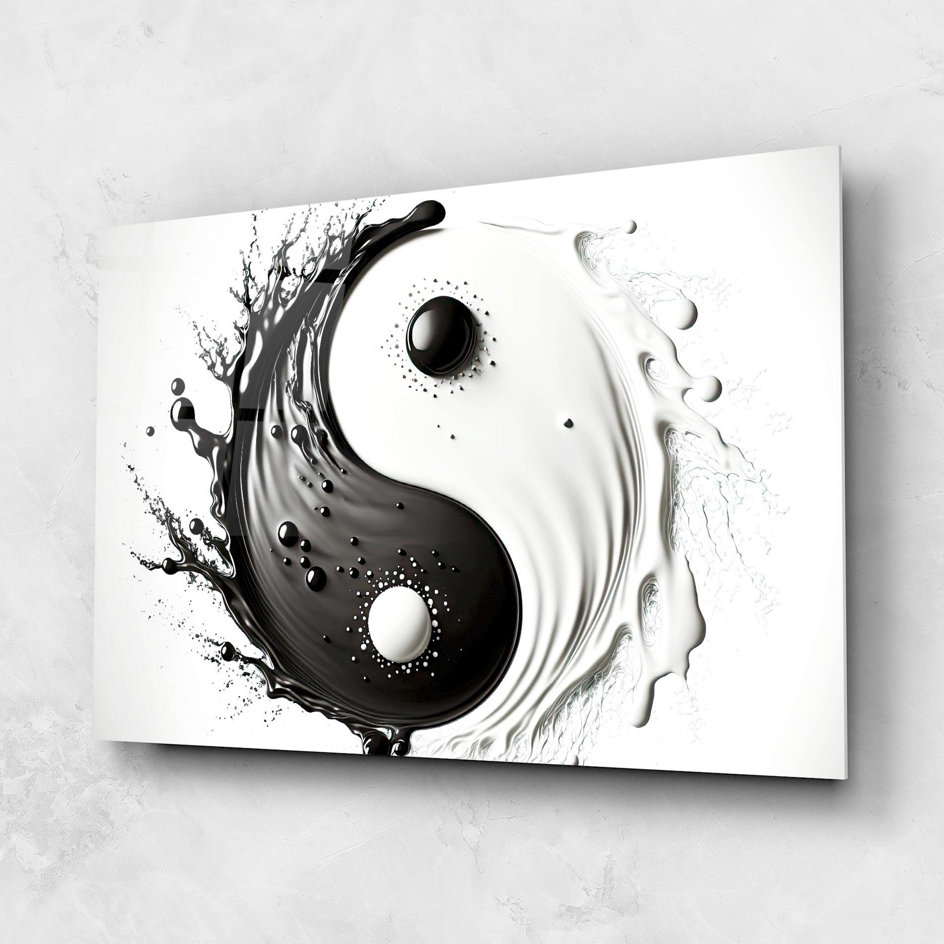 Tablou Sticla Black Liquid Yinyang mockup 1