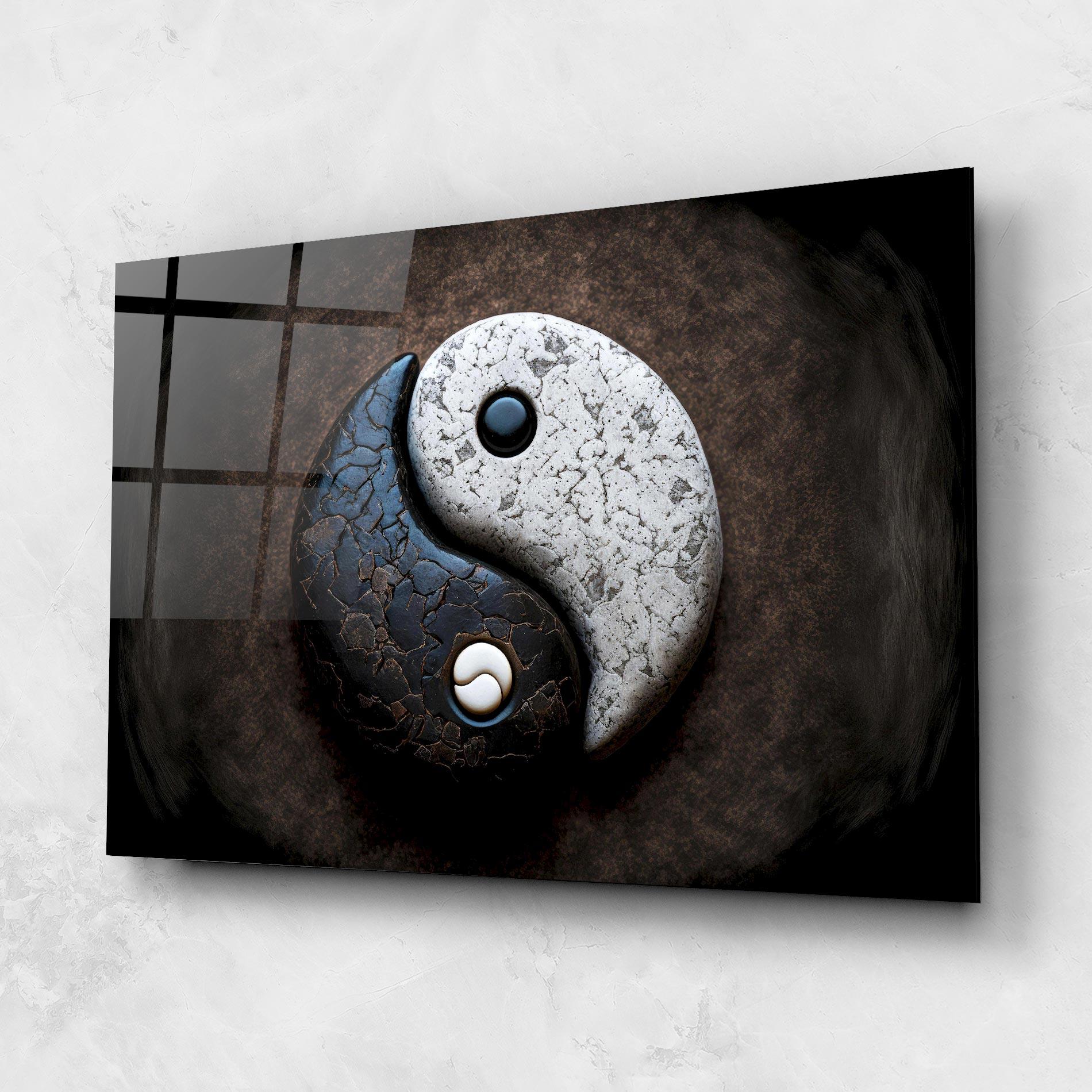 Tablou Sticla Black Stone Yinyang mockup 1