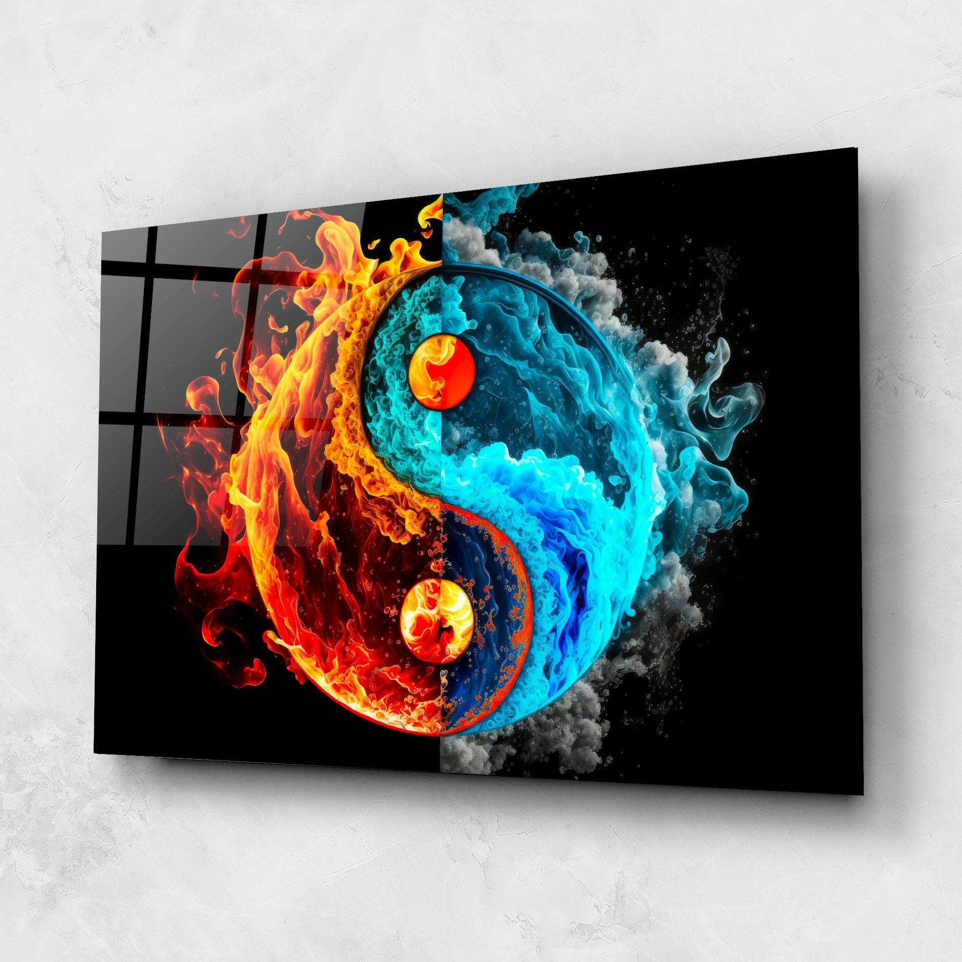 Tablou Sticla Blue Smoke Yinyang mockup 1
