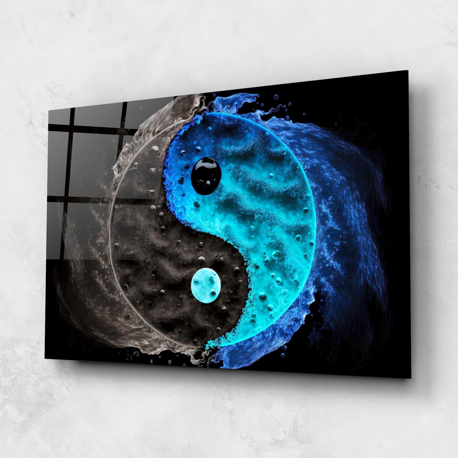Tablou Sticla Blue Water Yinyang mockup 1