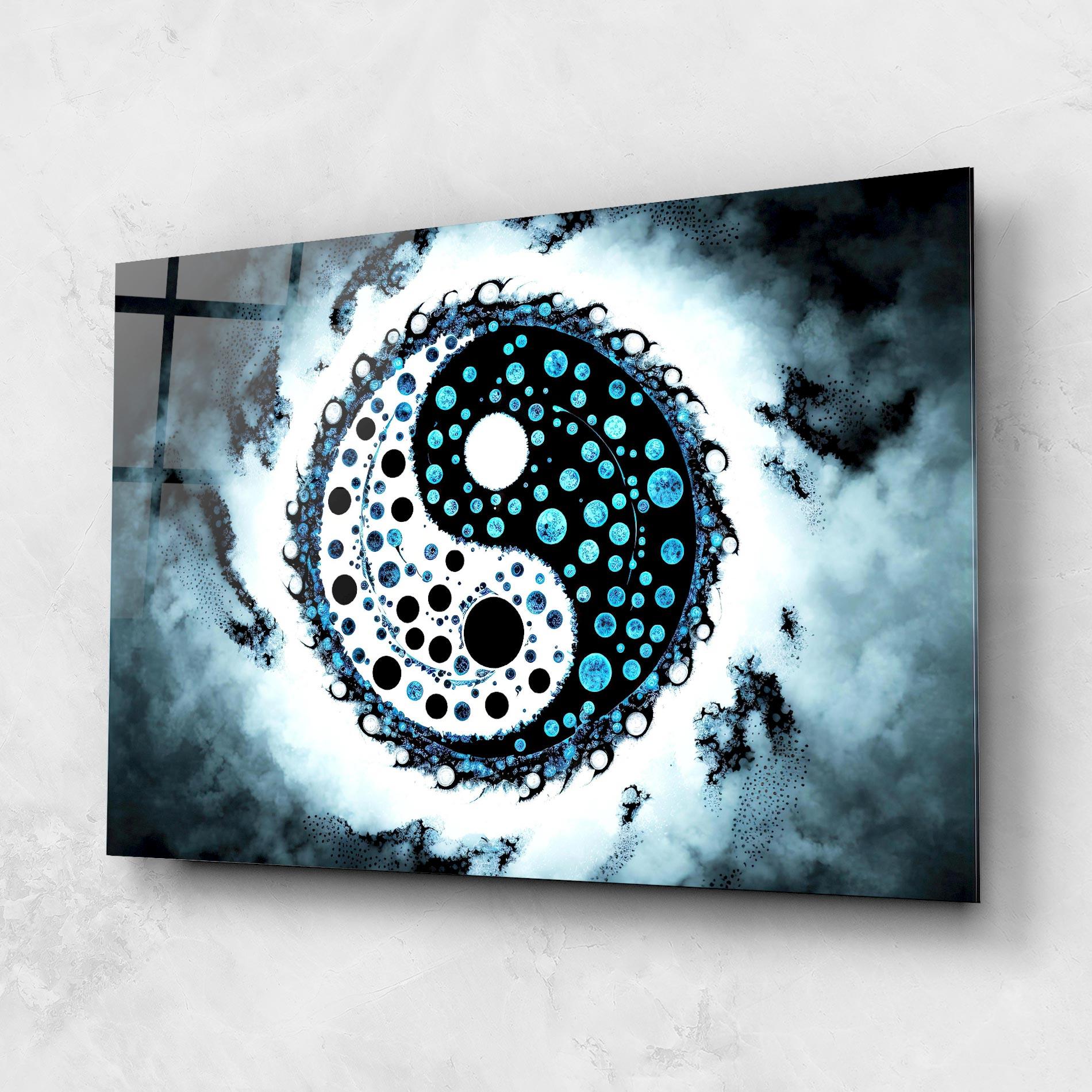 Tablou Sticla Blue White Yinyang mockup 1