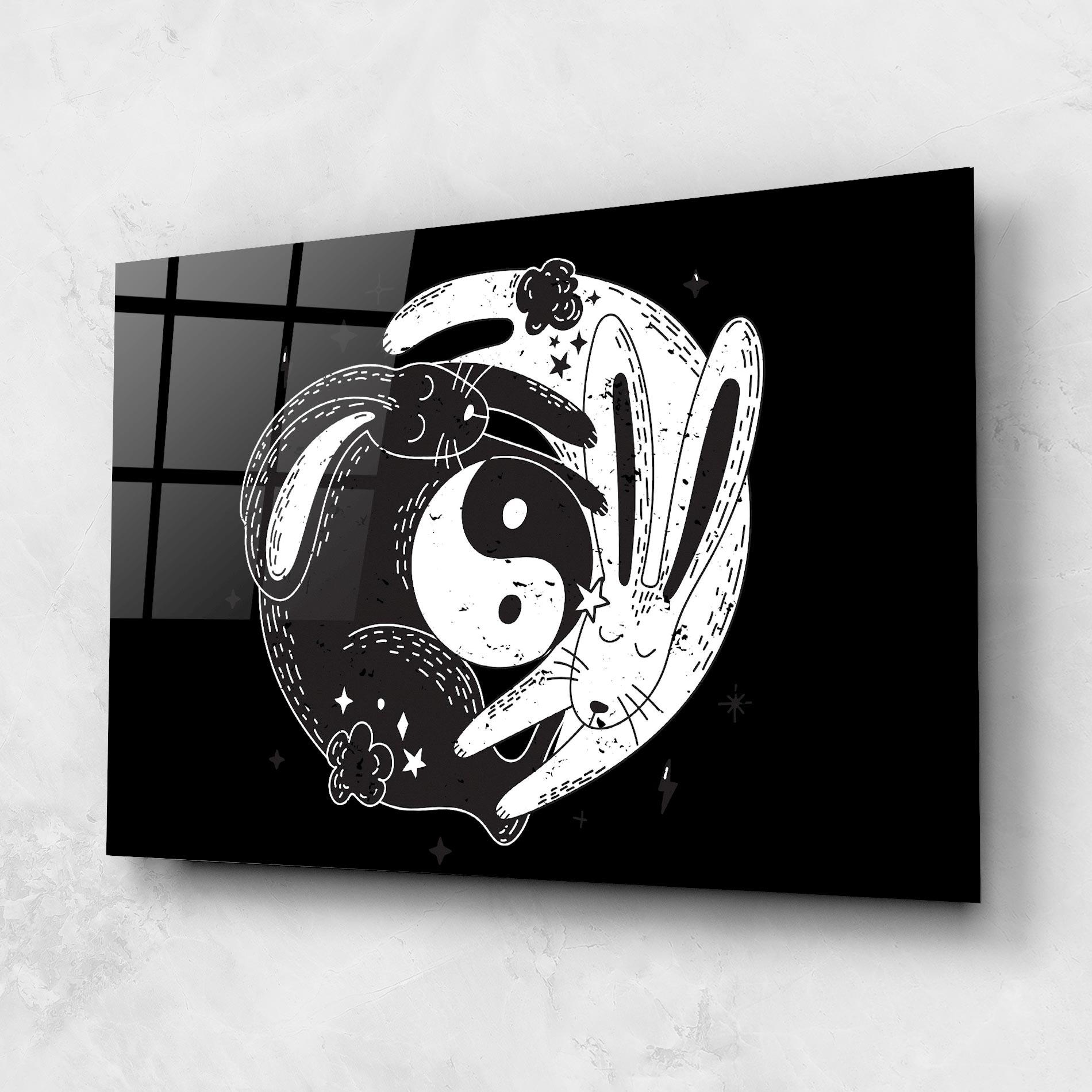 Tablou Sticla Bunny Yinyang mockup 1