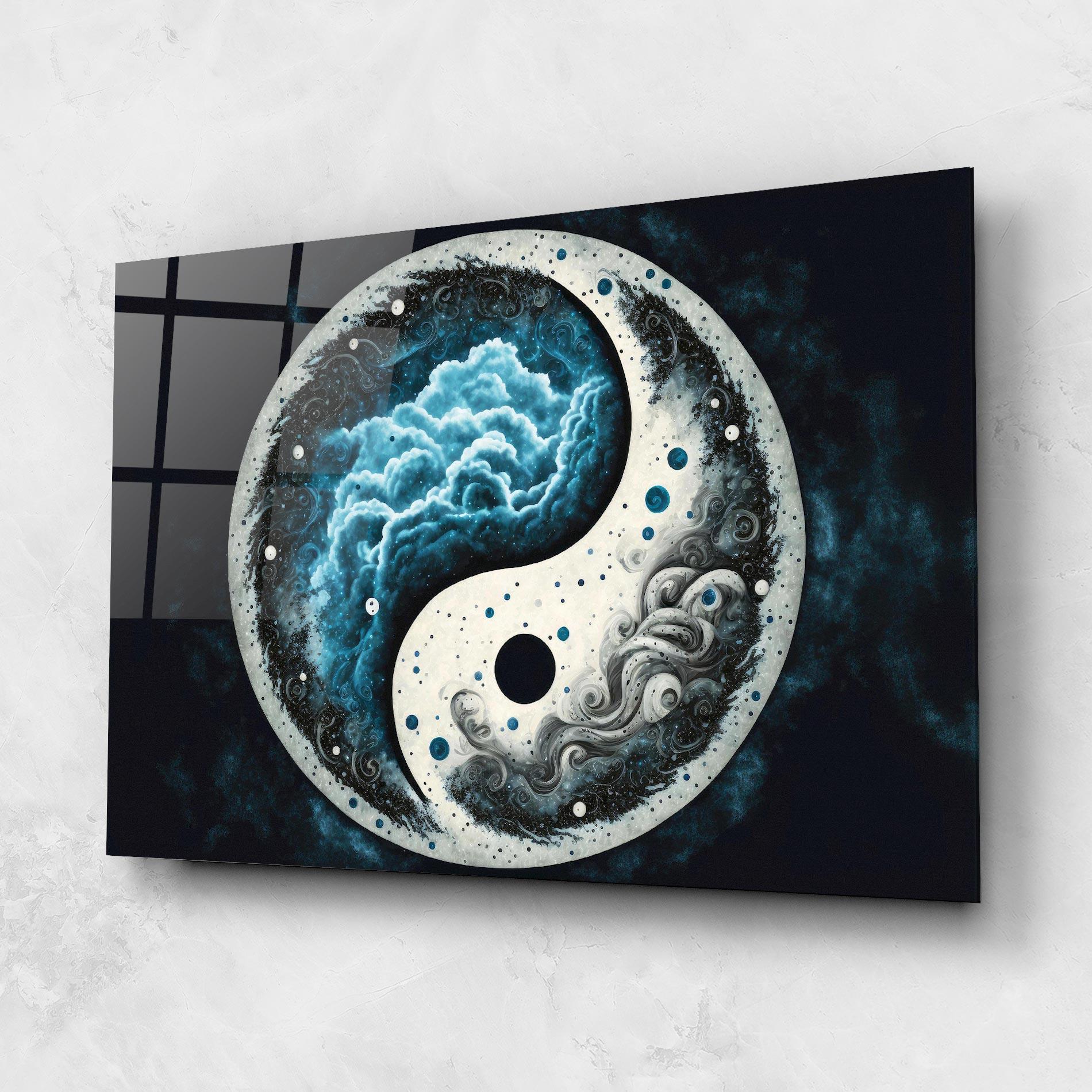 Tablou Sticla Cloudy Yinyang mockup 1