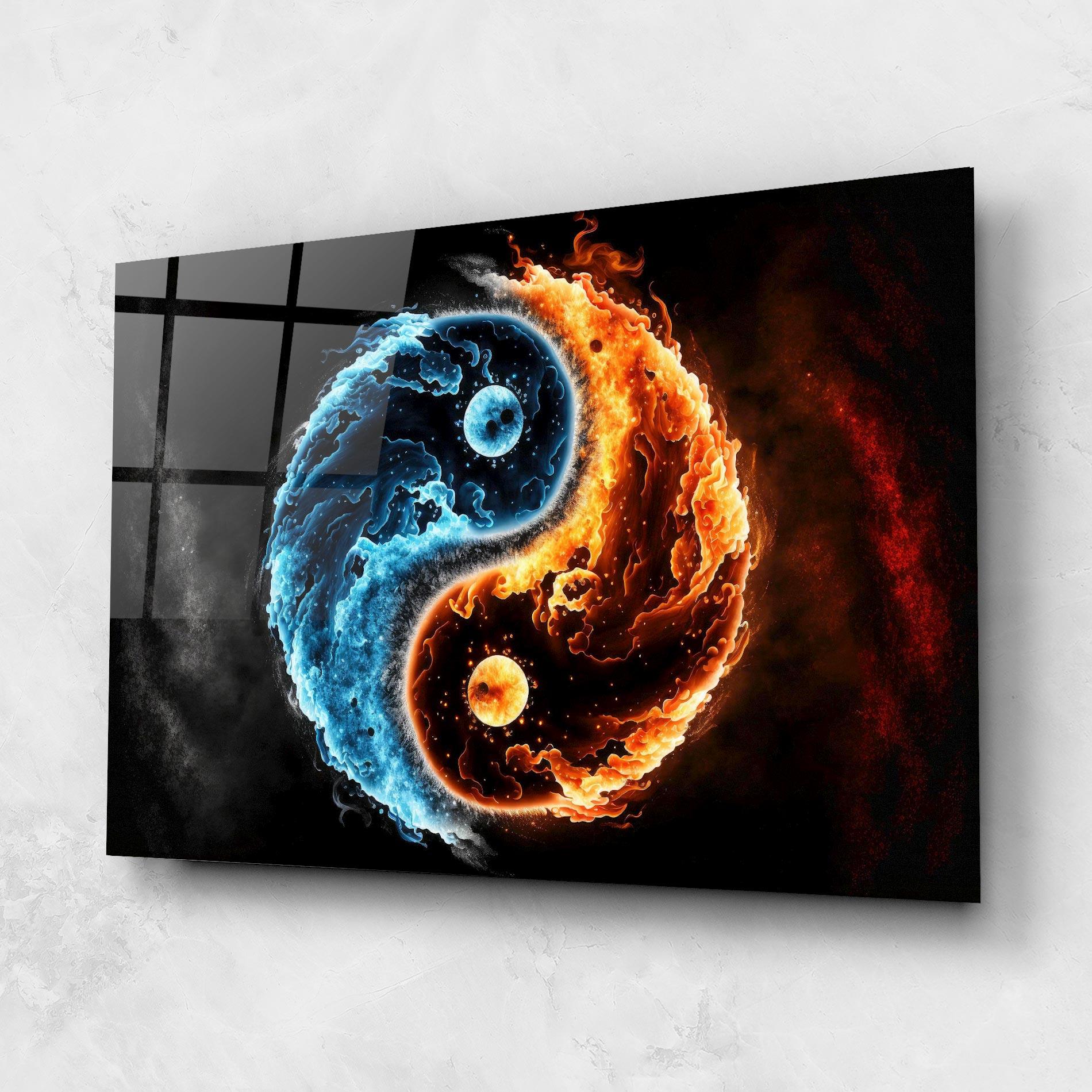 Tablou Sticla Fire Water Yinyang mockup 1