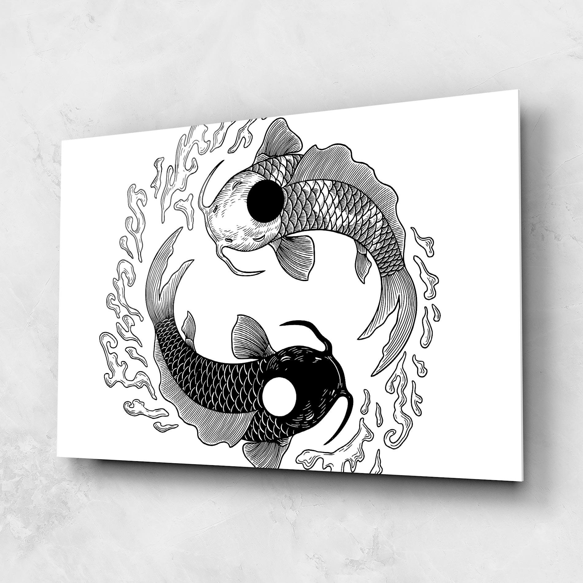 Tablou Sticla Koi Art Yinyang mockup 1