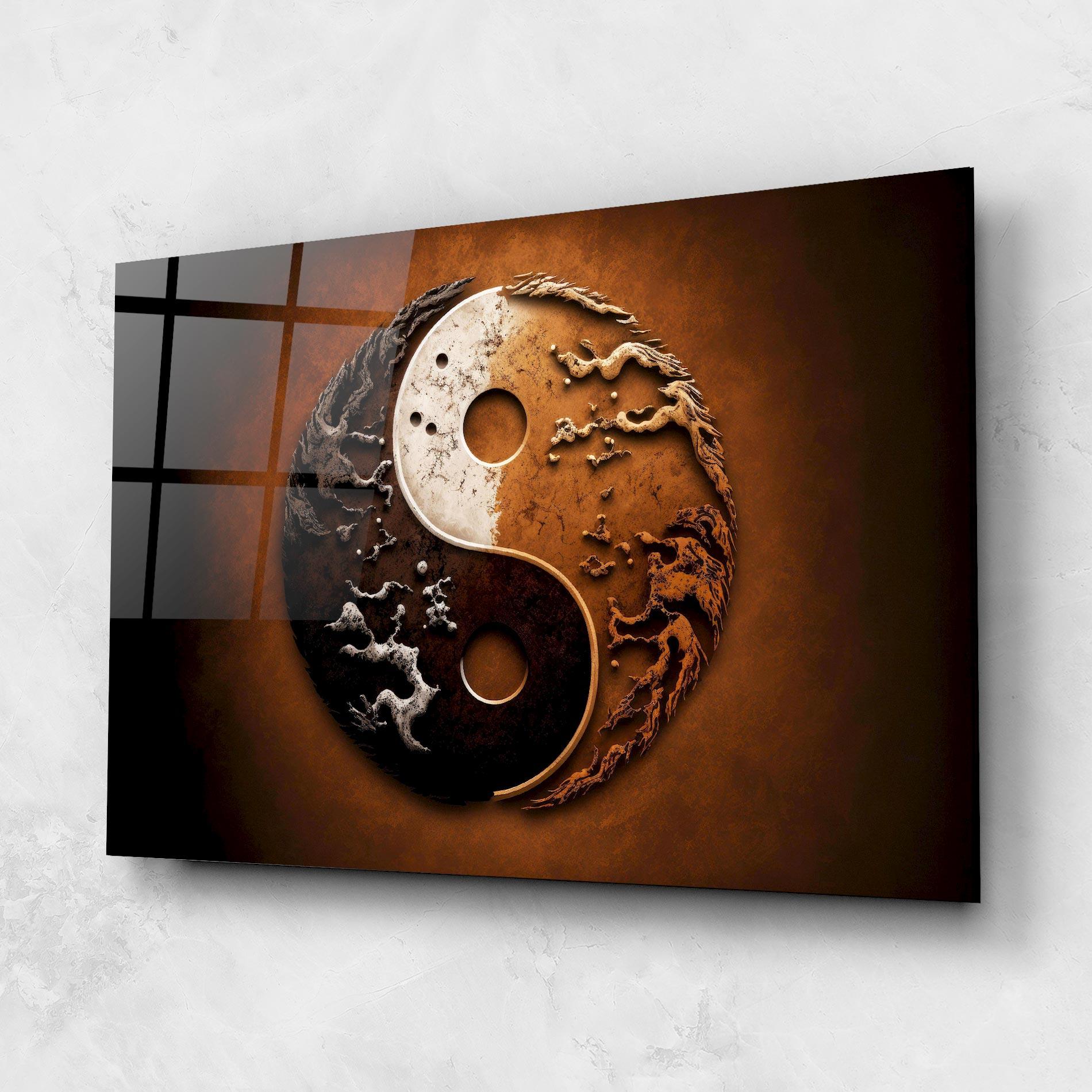 Tablou Sticla White Sand Yinyang mockup 1