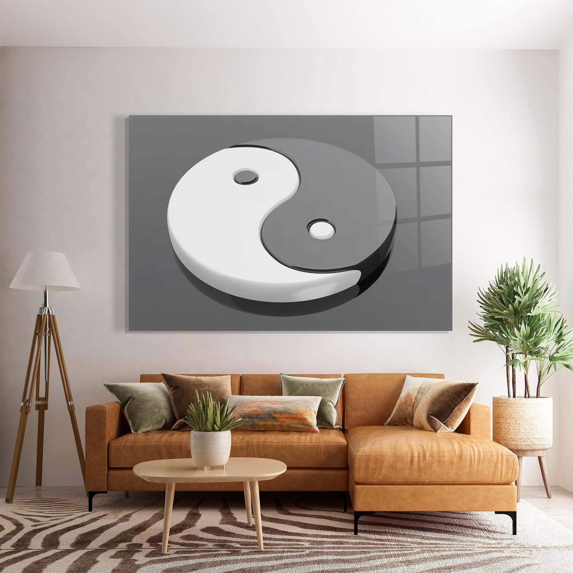 Tablou Sticla 3d Yinyang mockup 7