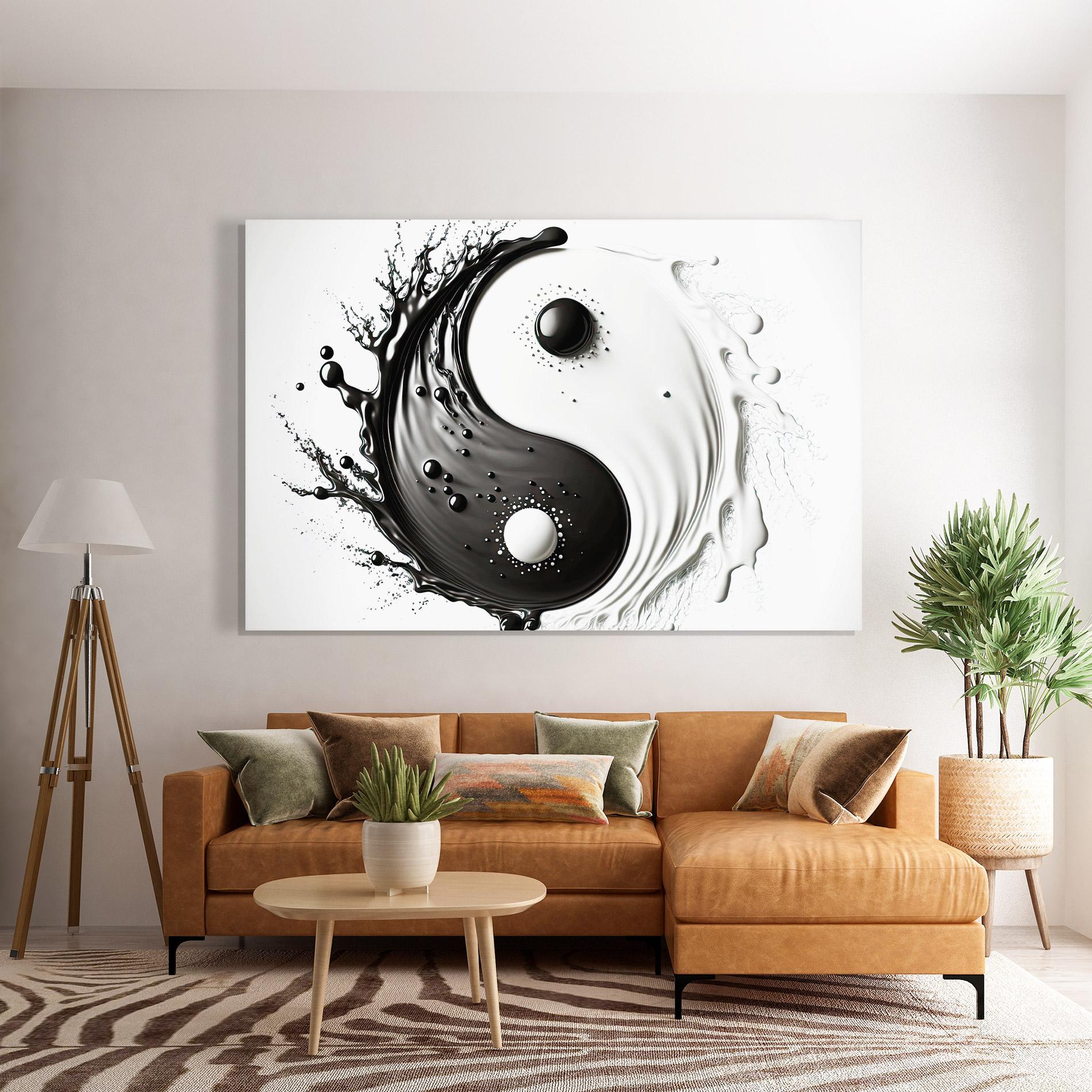 Tablou Sticla Black Liquid Yinyang mockup 7