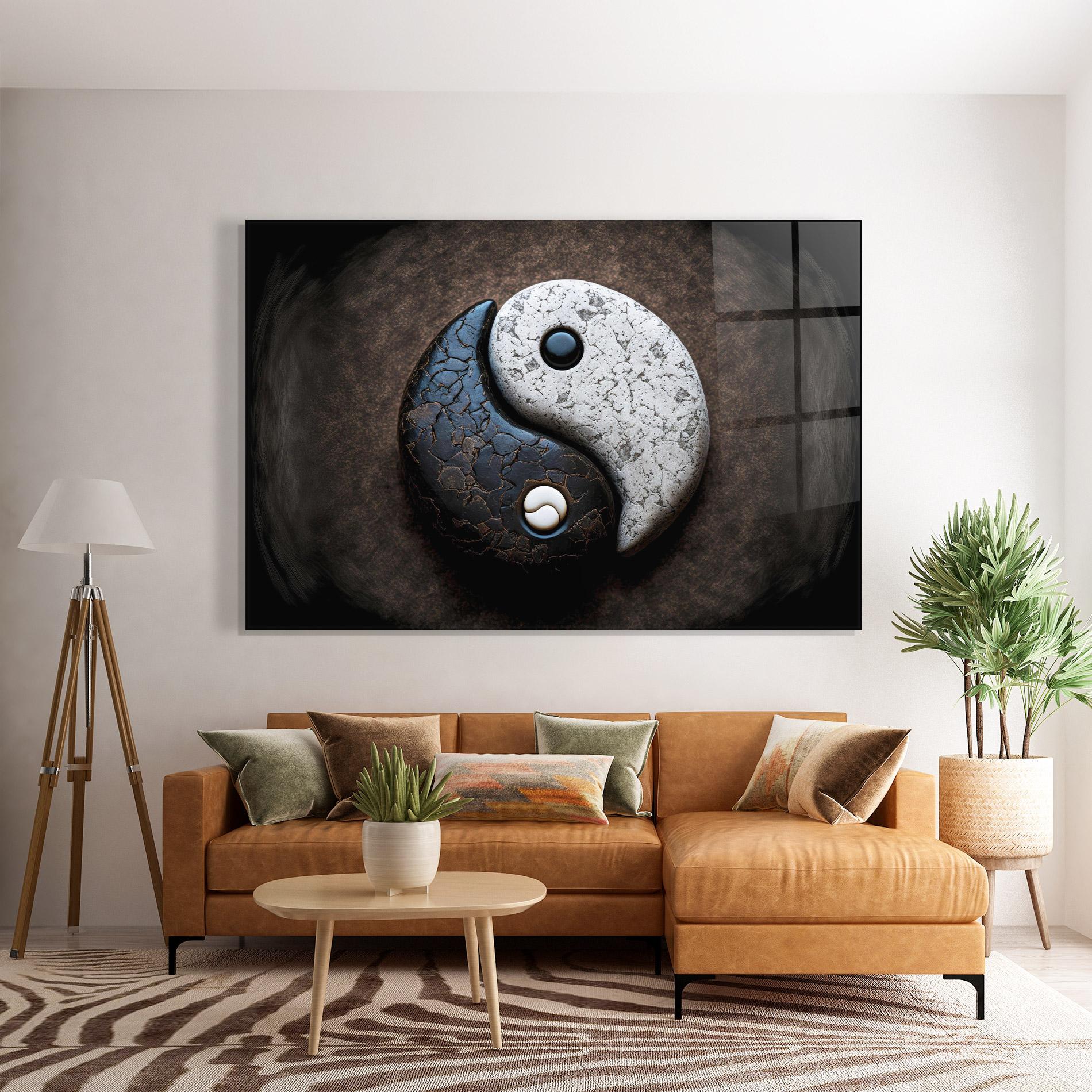 Tablou Sticla Black Stone Yinyang mockup 7