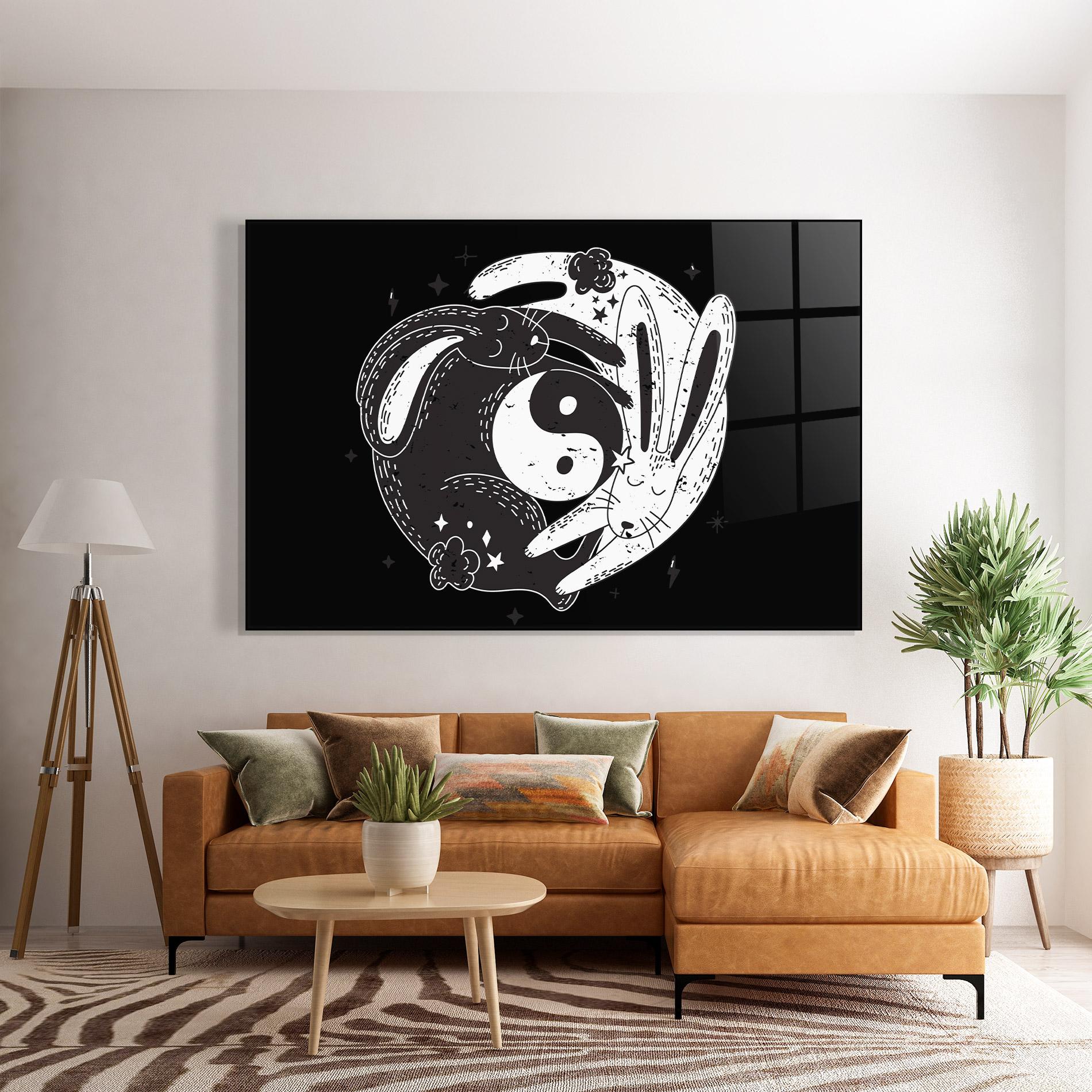 Tablou Sticla Bunny Yinyang mockup 7