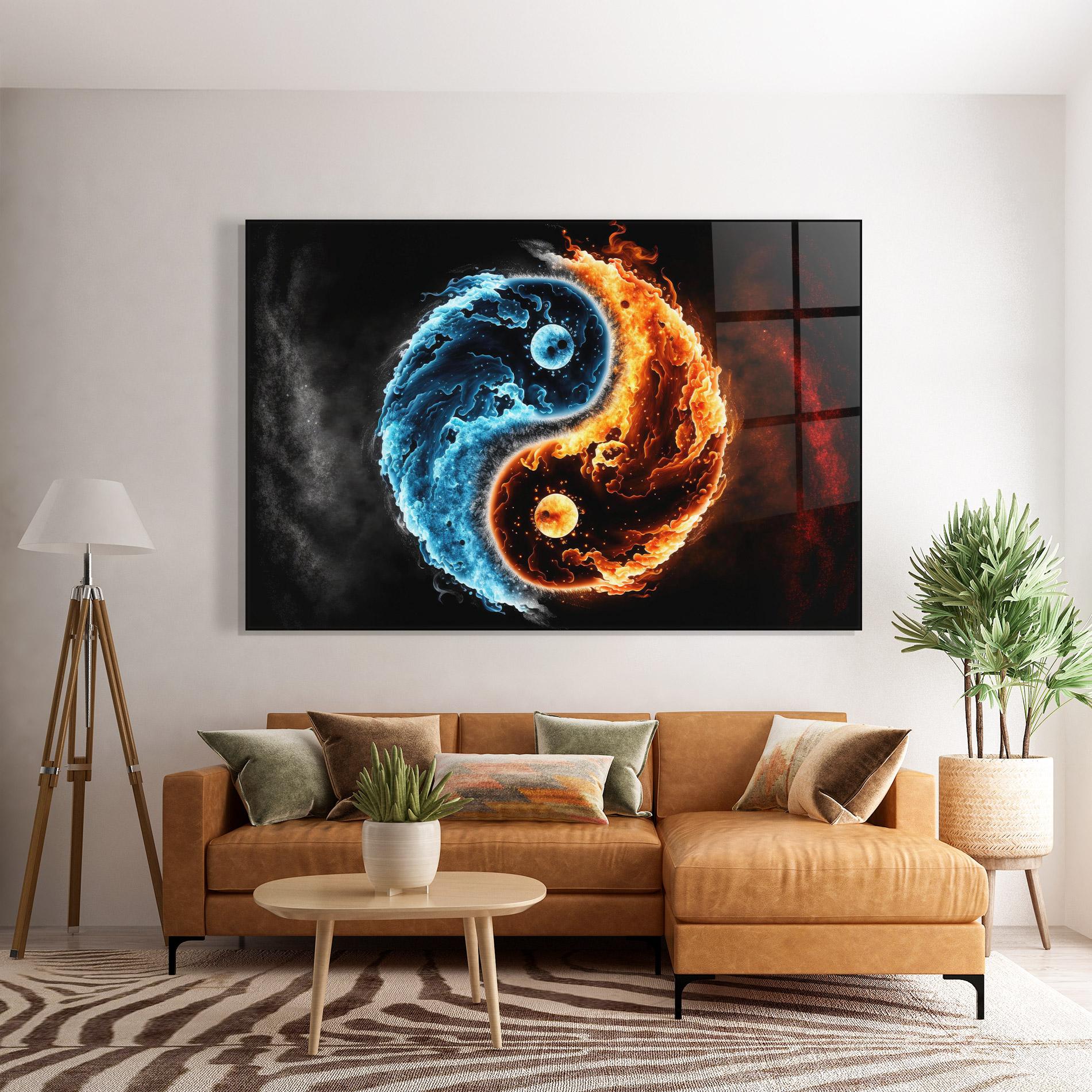 Tablou Sticla Fire Water Yinyang mockup 7