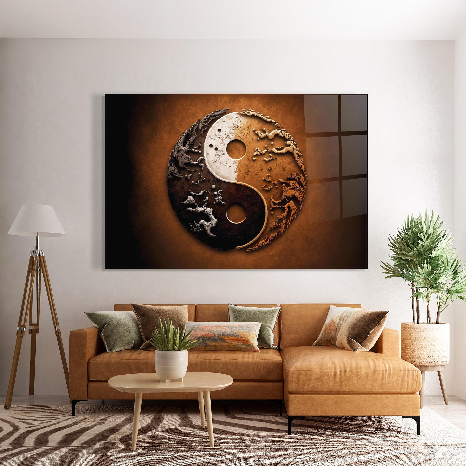 Tablou Sticla White Sand Yinyang mockup 7