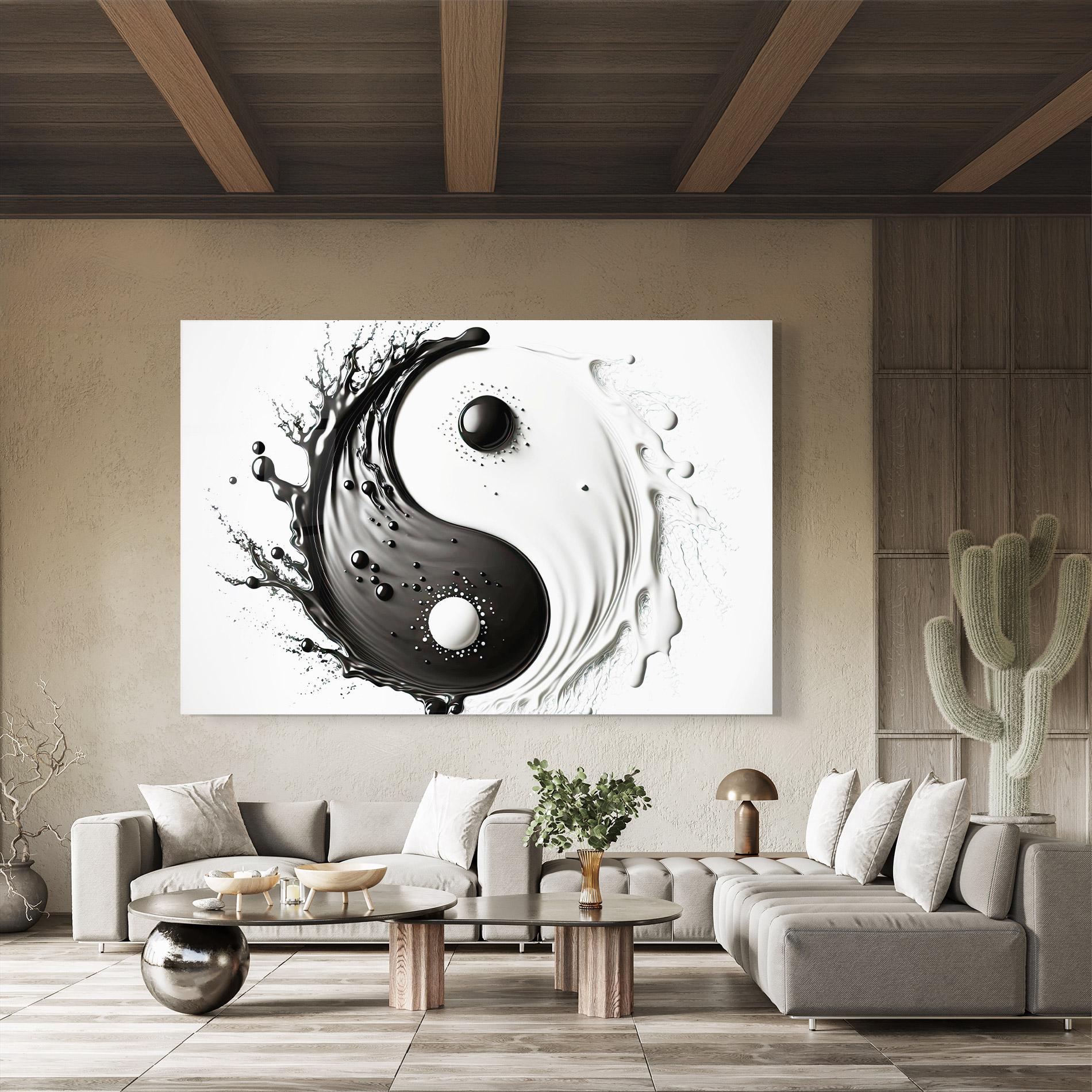 Tablou Sticla Black Liquid Yinyang mockup 8