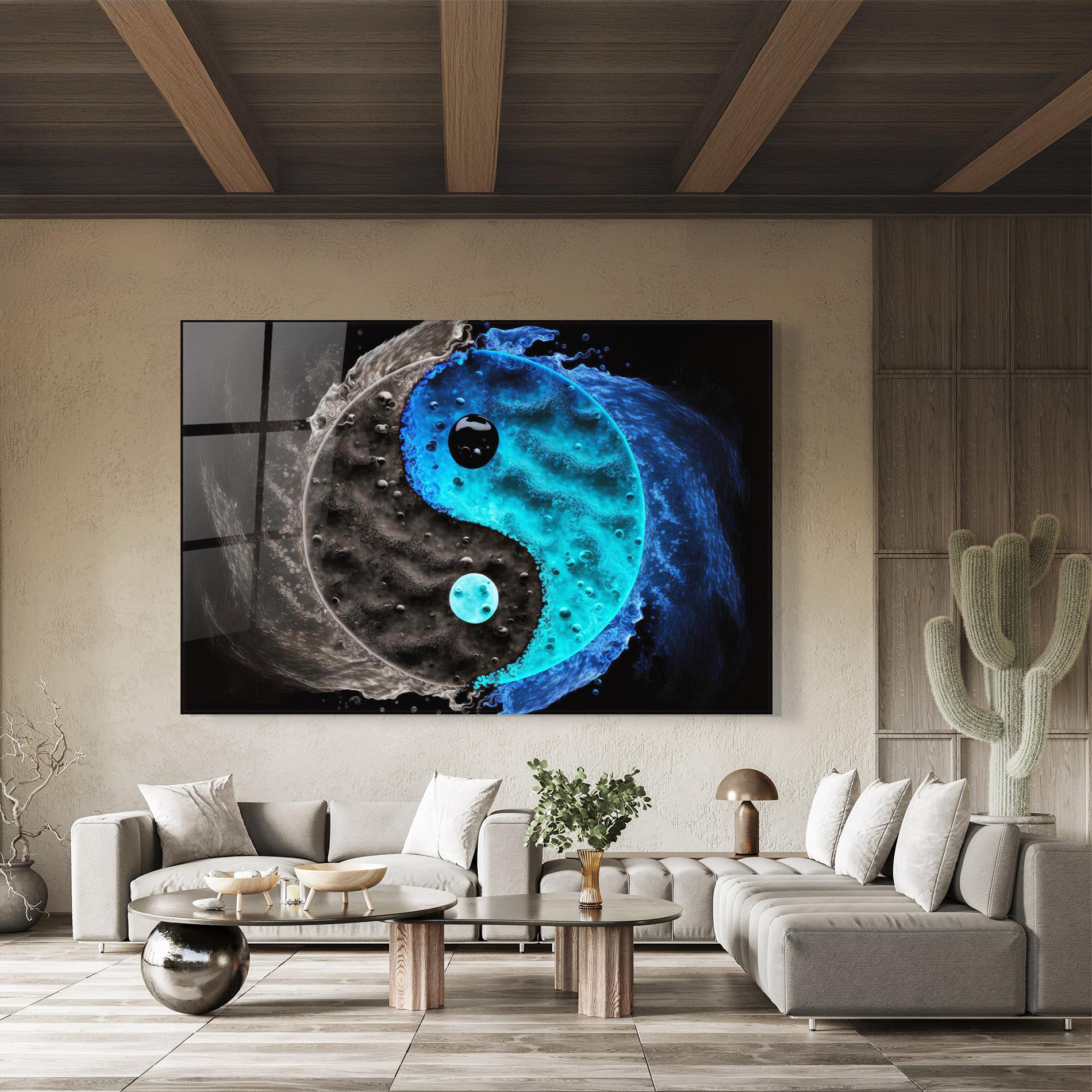 Tablou Sticla Blue Water Yinyang mockup 8