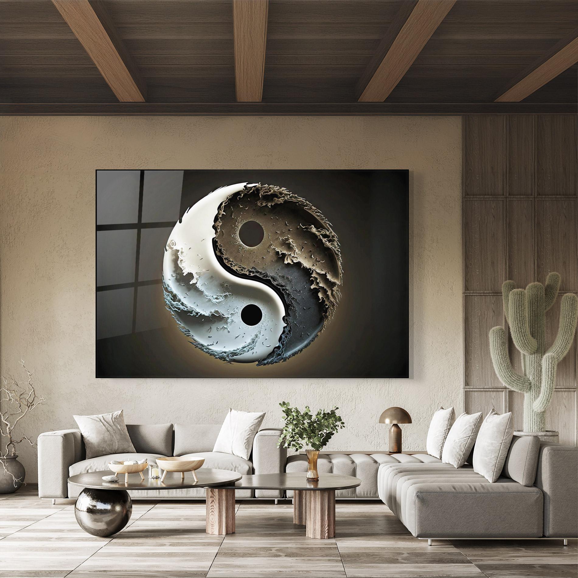 Tablou Sticla Brown Smoke Yinyang mockup 8