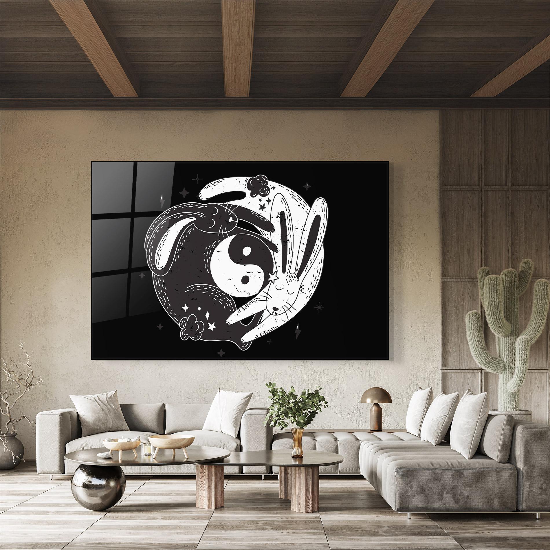 Tablou Sticla Bunny Yinyang mockup 8