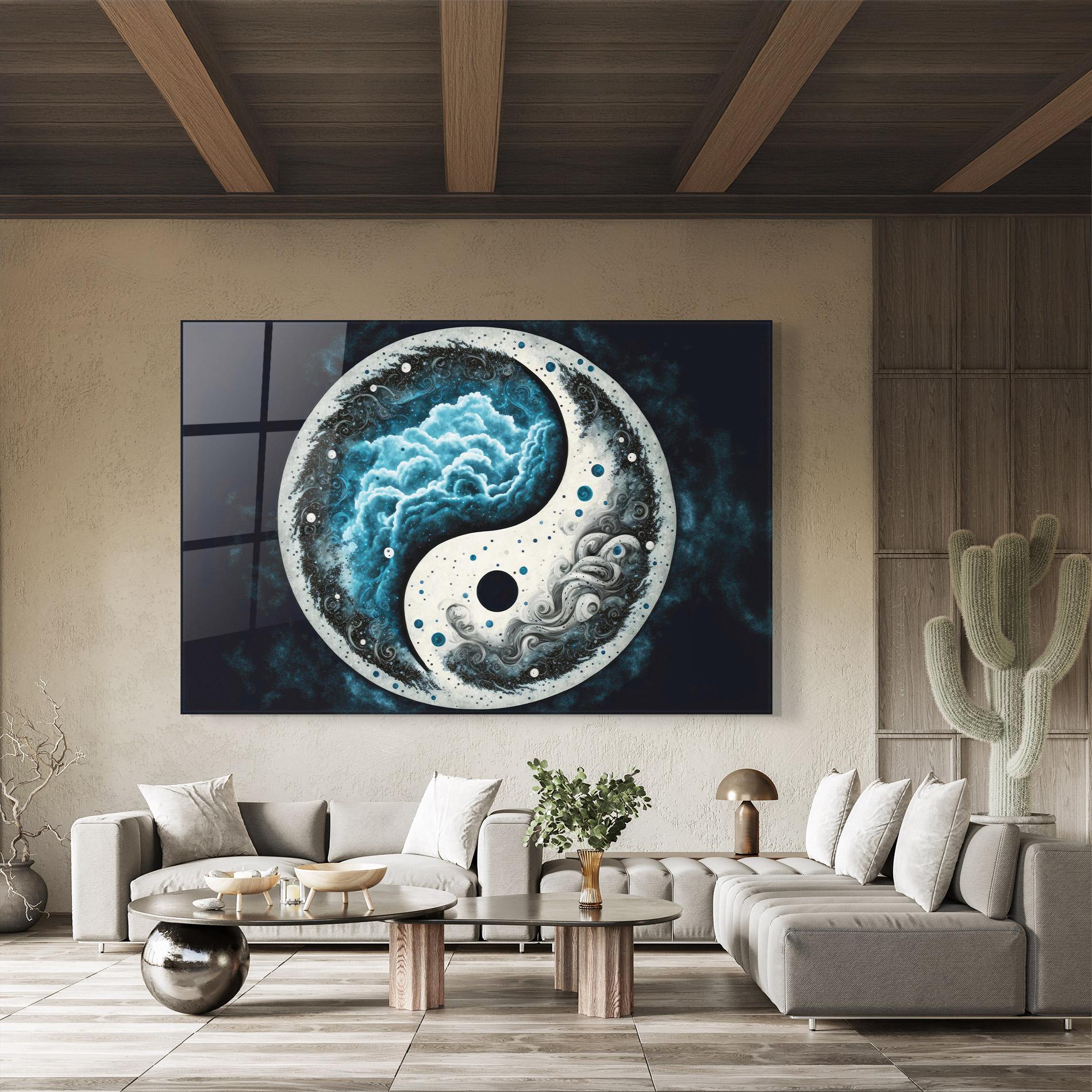Tablou Sticla Cloudy Yinyang mockup 8