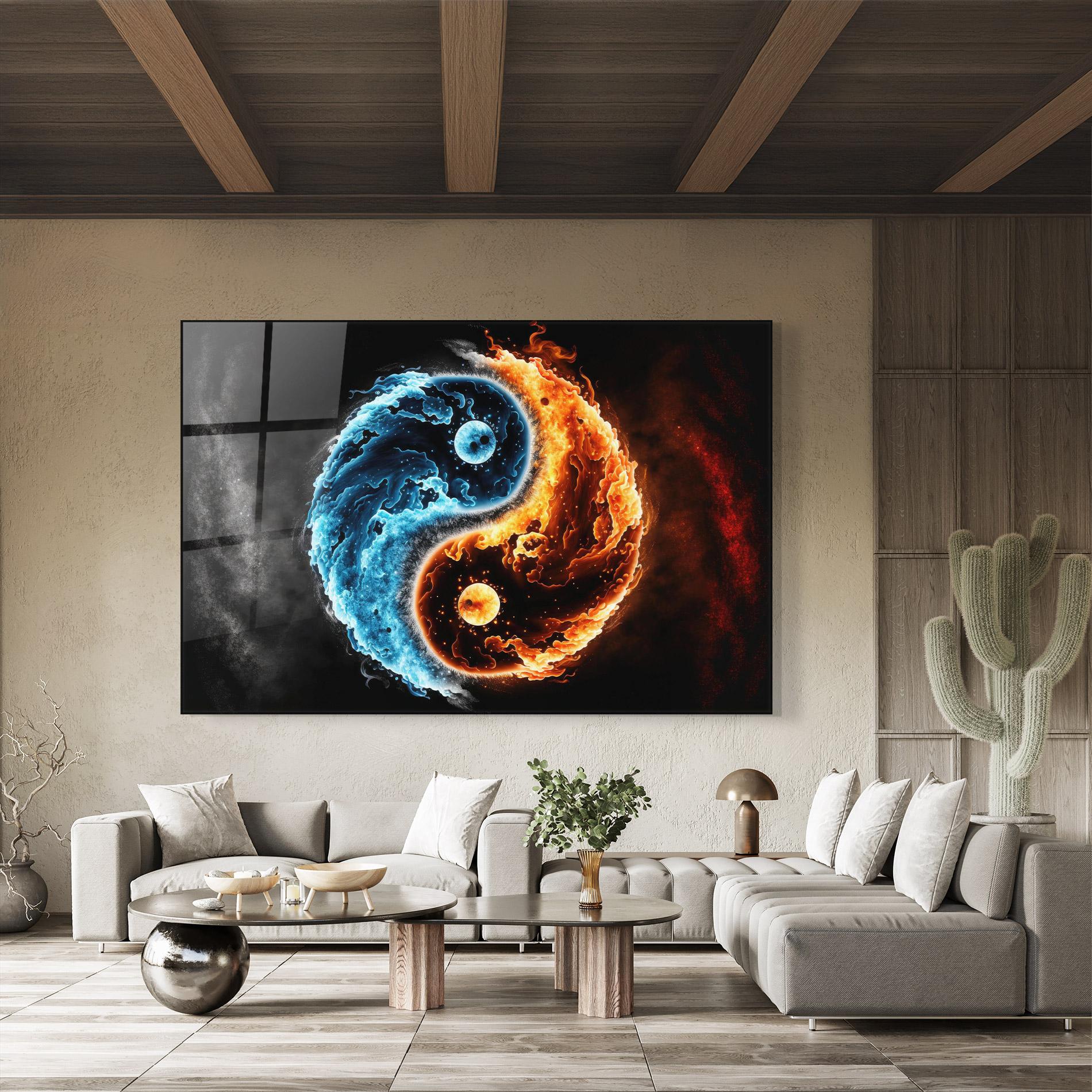Tablou Sticla Fire Water Yinyang mockup 8