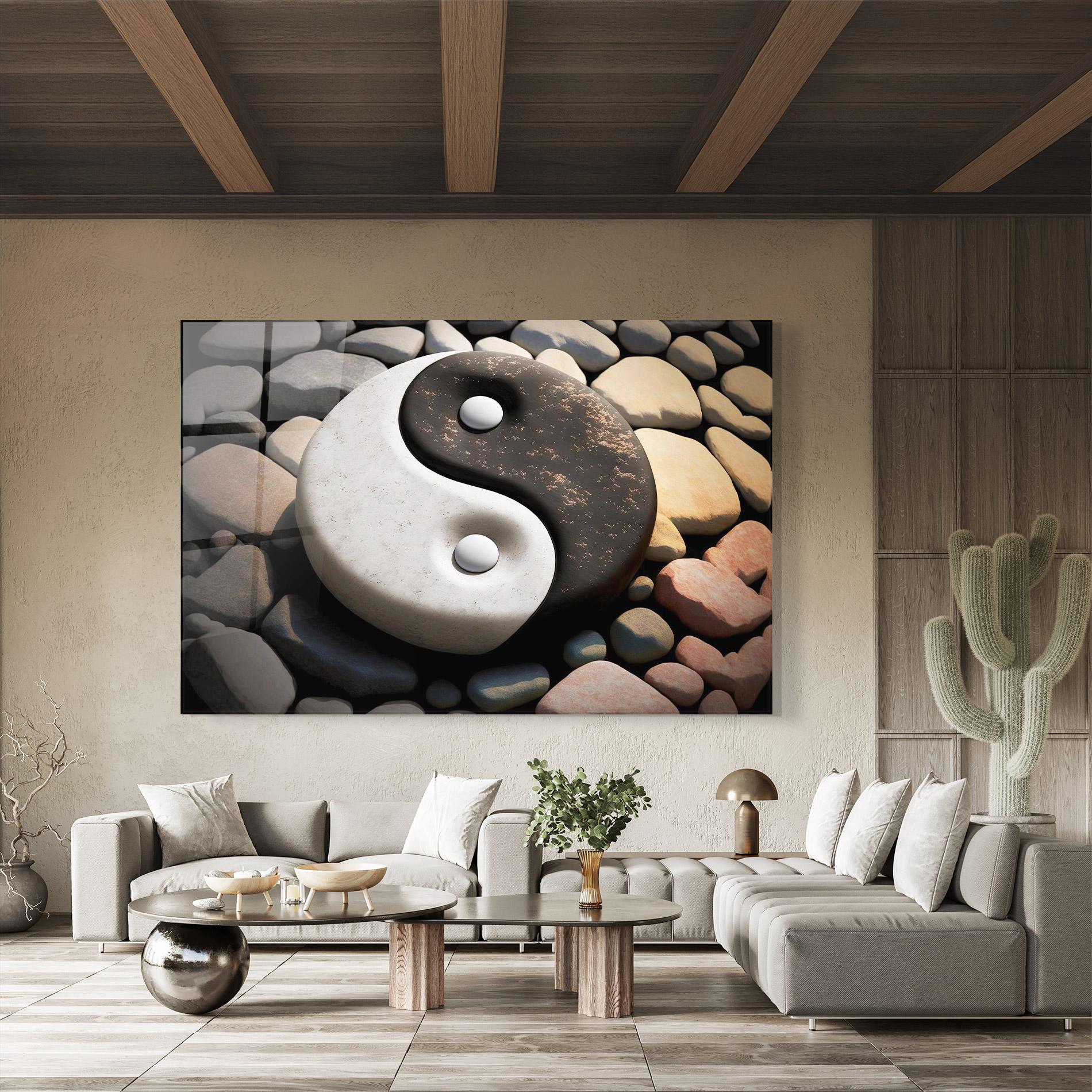 Tablou Sticla Stone Yinyang mockup 8