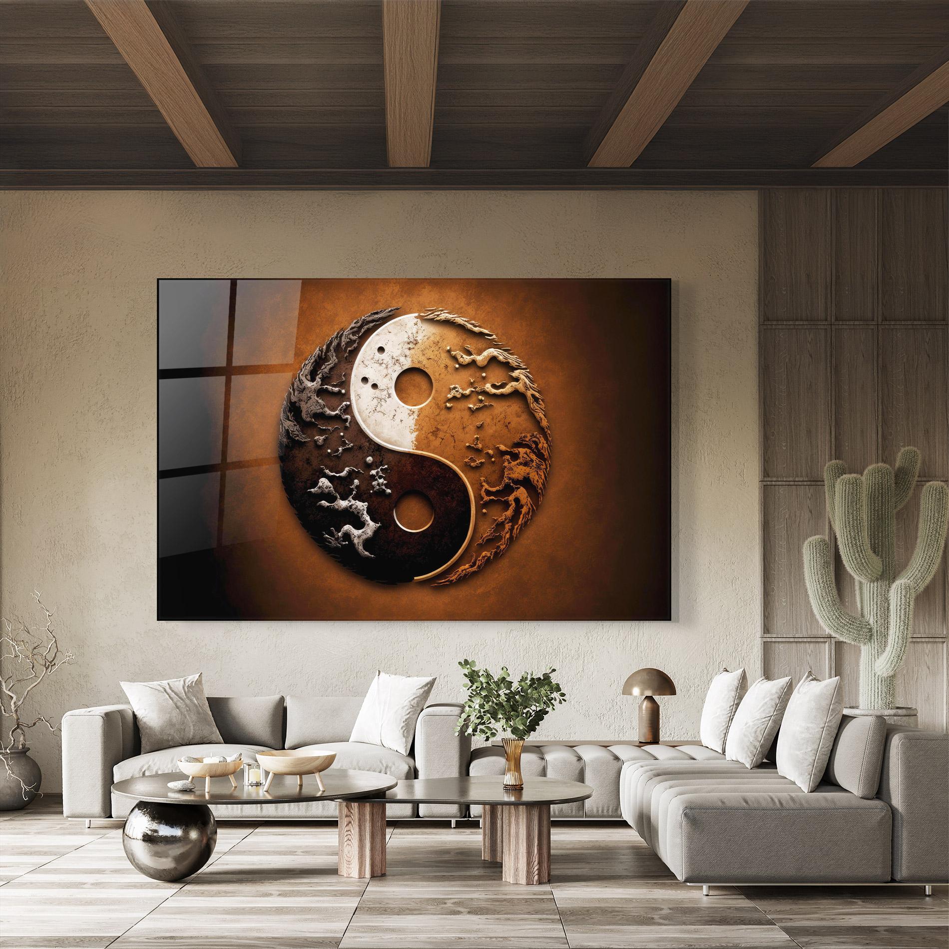 Tablou Sticla White Sand Yinyang mockup 8