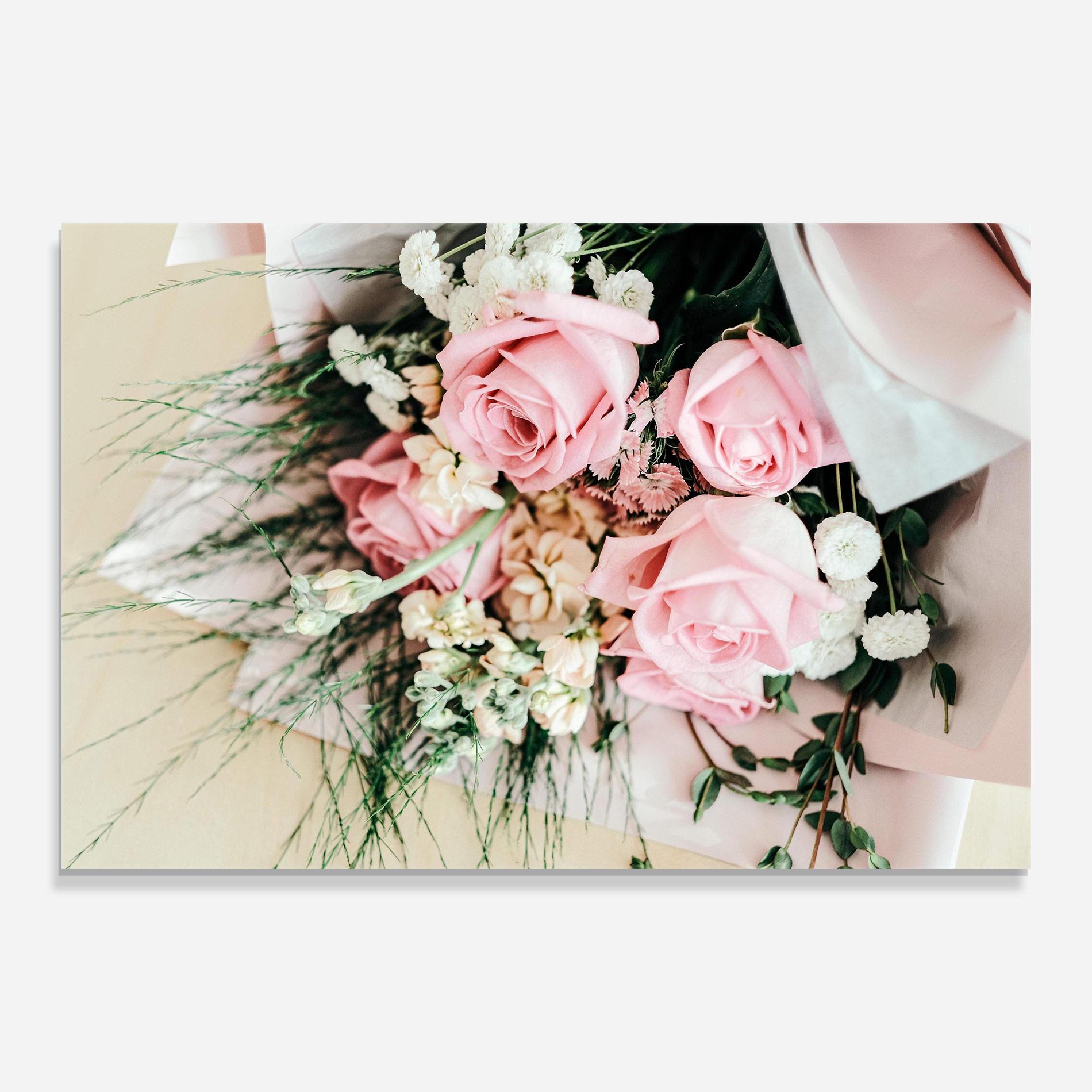 Tablou Sticla Baby Pink Bouquet mockup 0