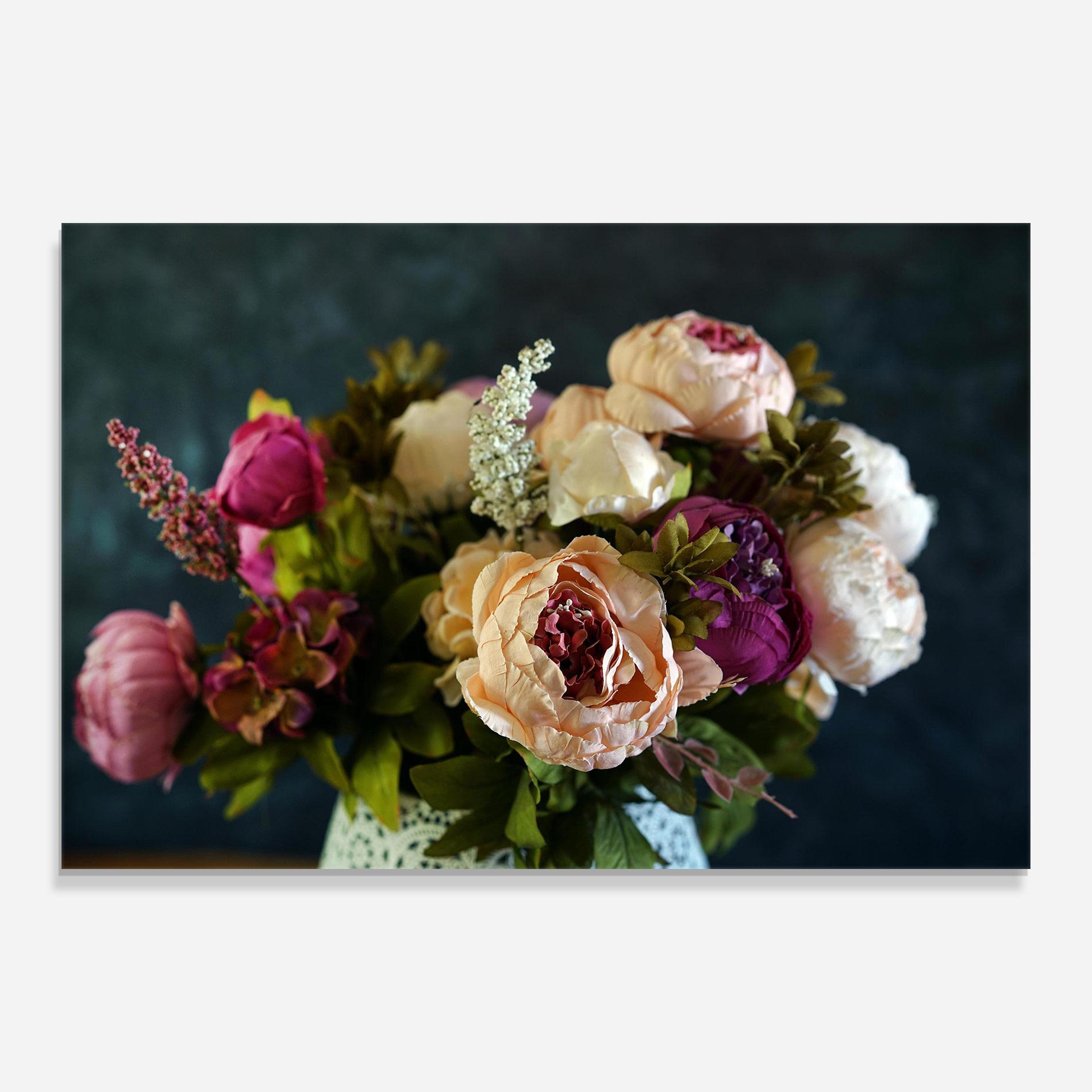 Tablou Sticla Cream Roses Bouquet mockup 0