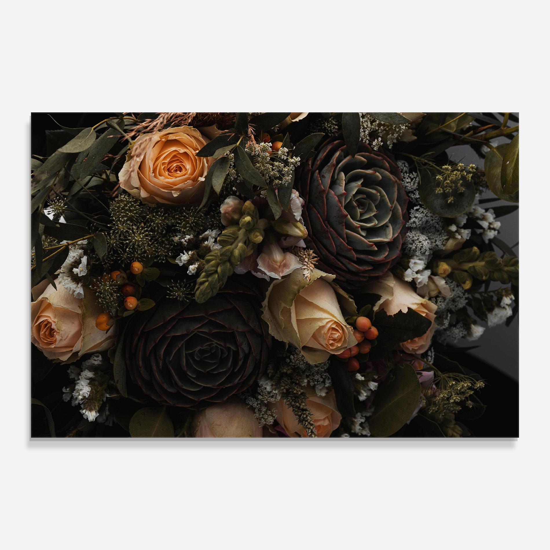 Tablou Sticla Luxurious Black Bouquet mockup 0