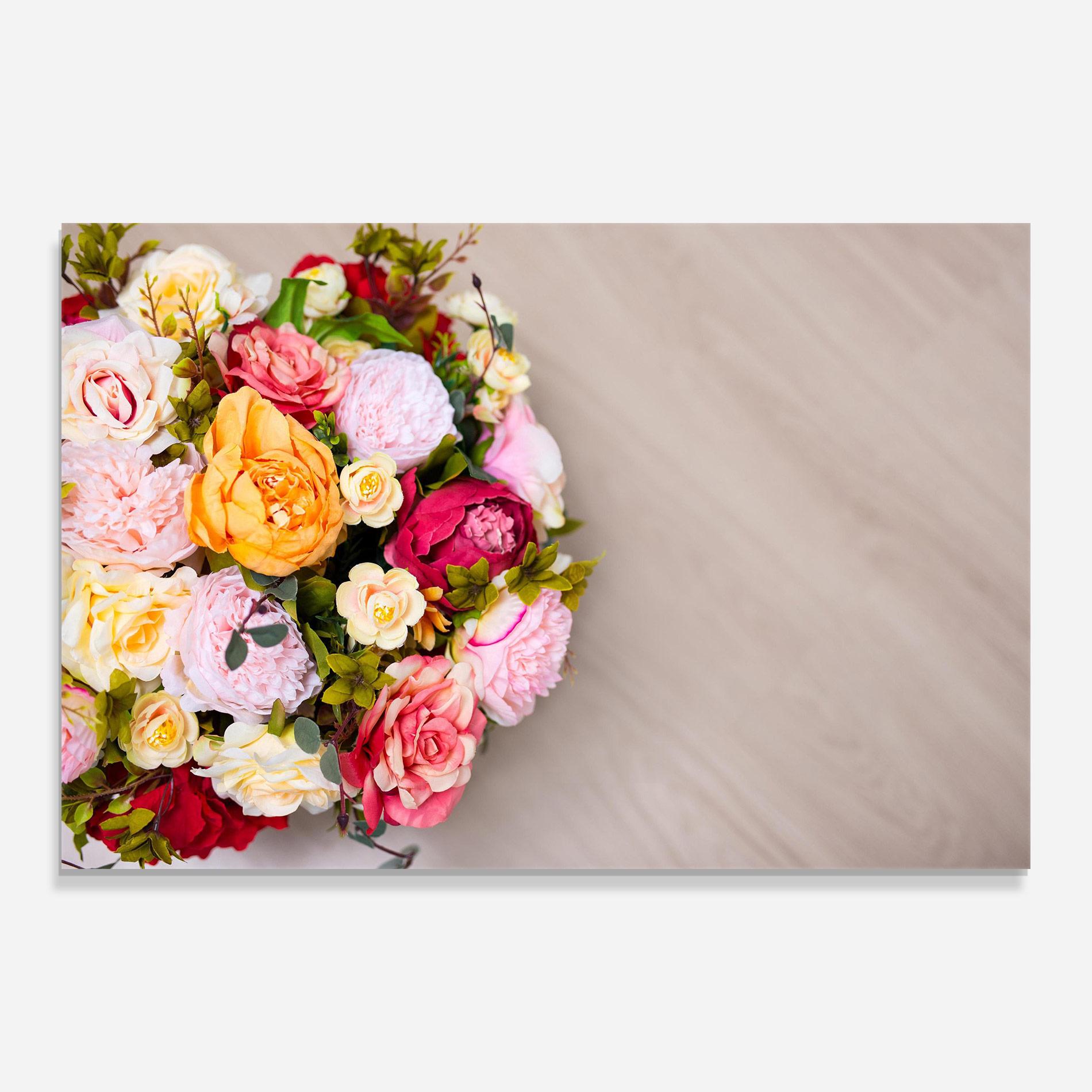 Tablou Sticla Orange Purple Bouquet mockup 0
