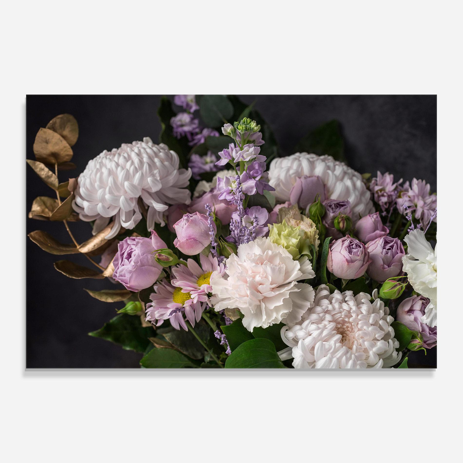 Tablou Sticla Pastel Purple Bouquet mockup 0