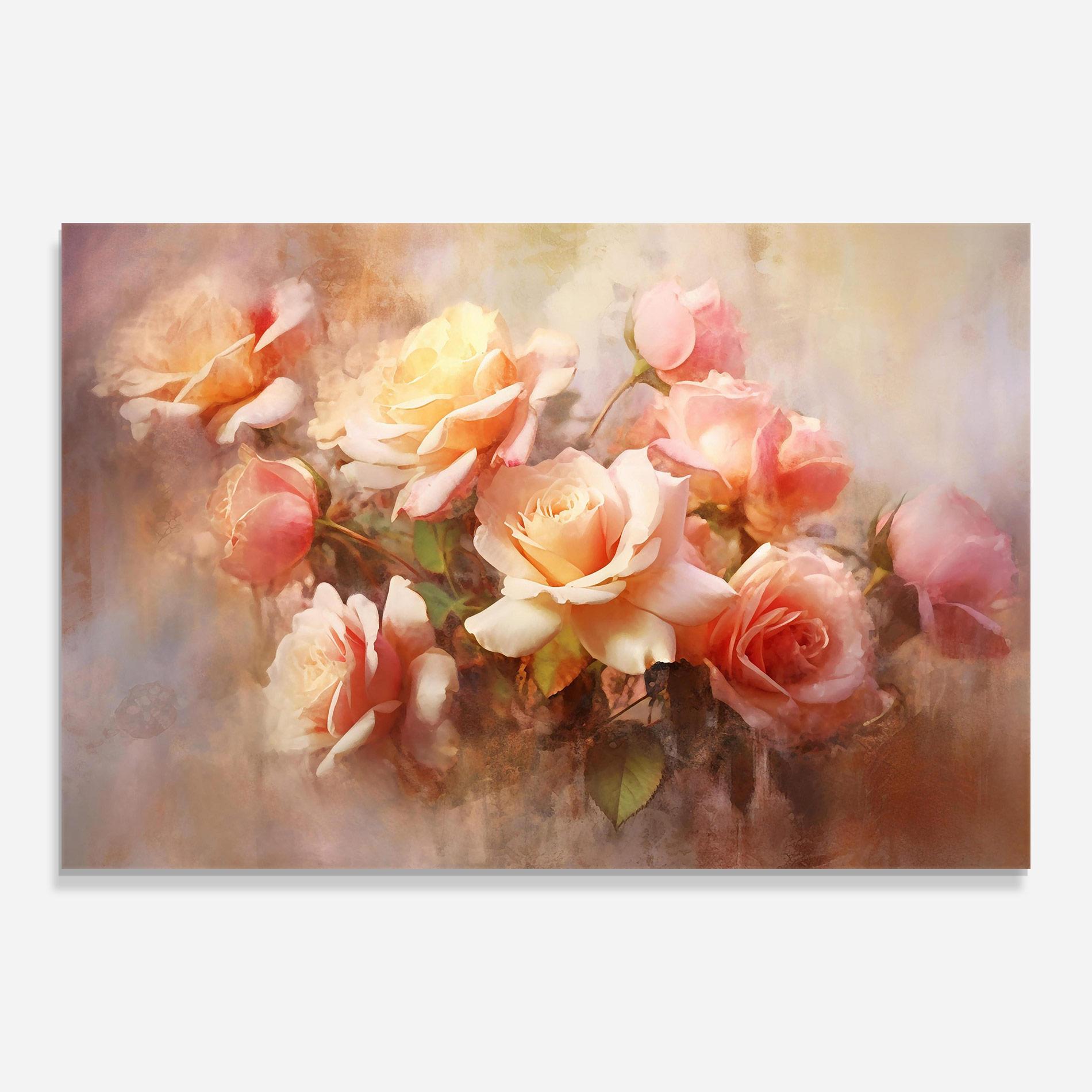 Tablou Sticla Roses Bouquet Painting mockup 0