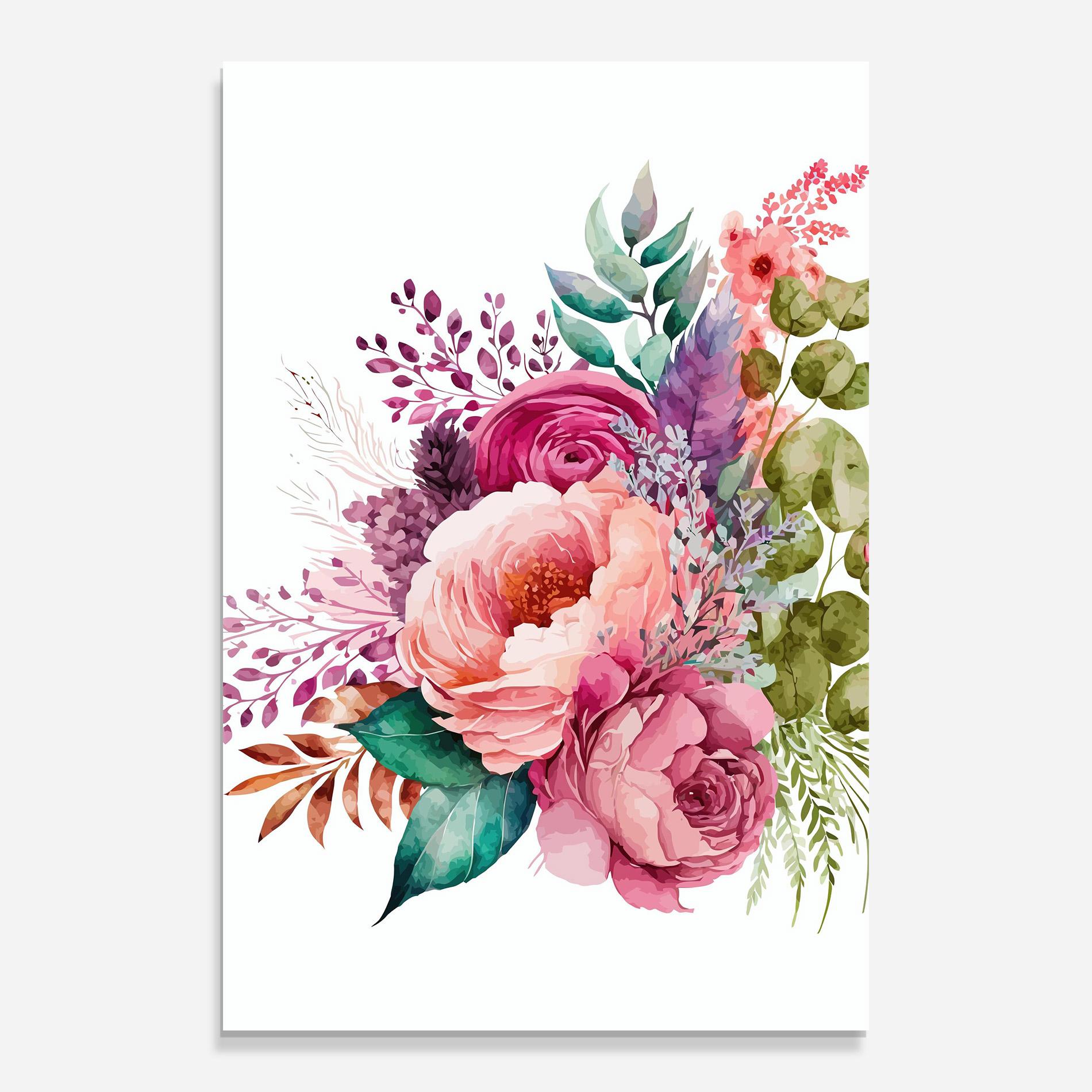 Tablou Sticla Bouquet Of Pink Roses mockup 0