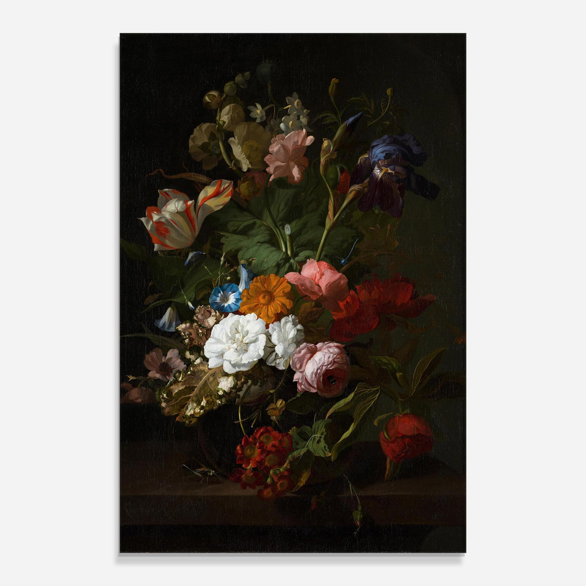 Tablou Sticla Dark Flowers Bouquet mockup 0