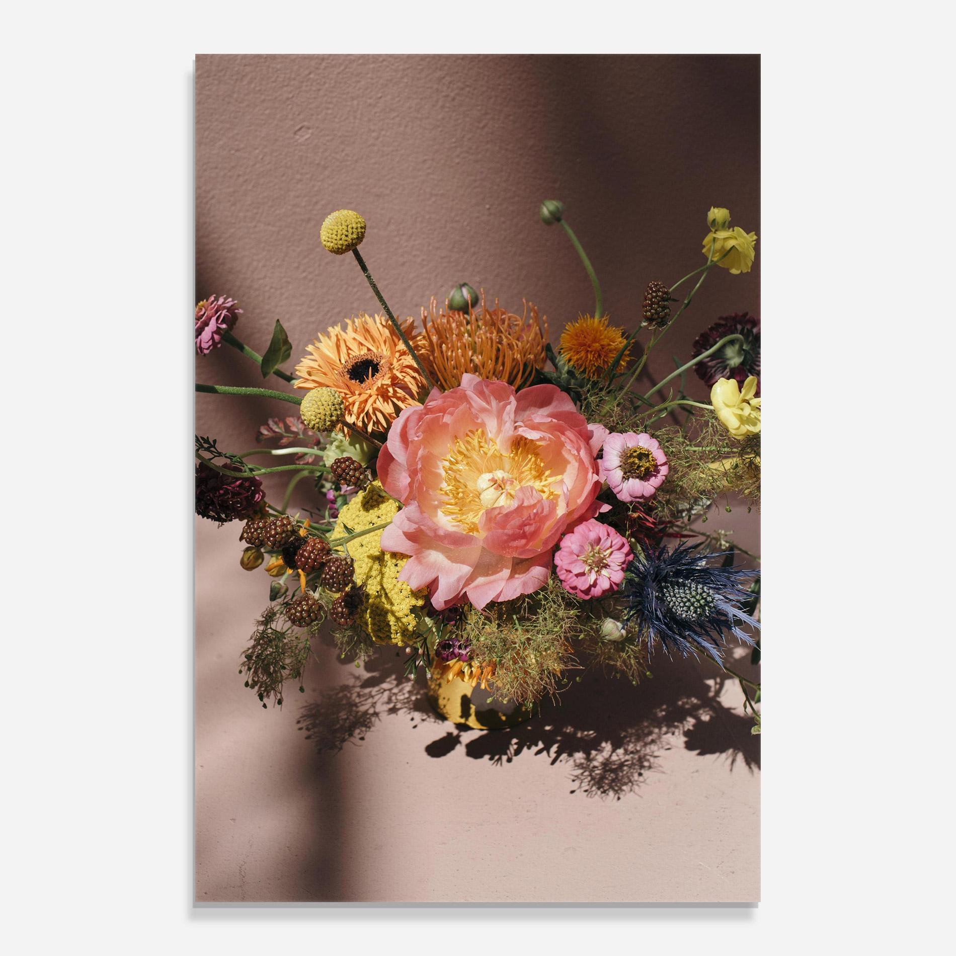 Tablou Sticla Pastel Orange Bouquet mockup 0
