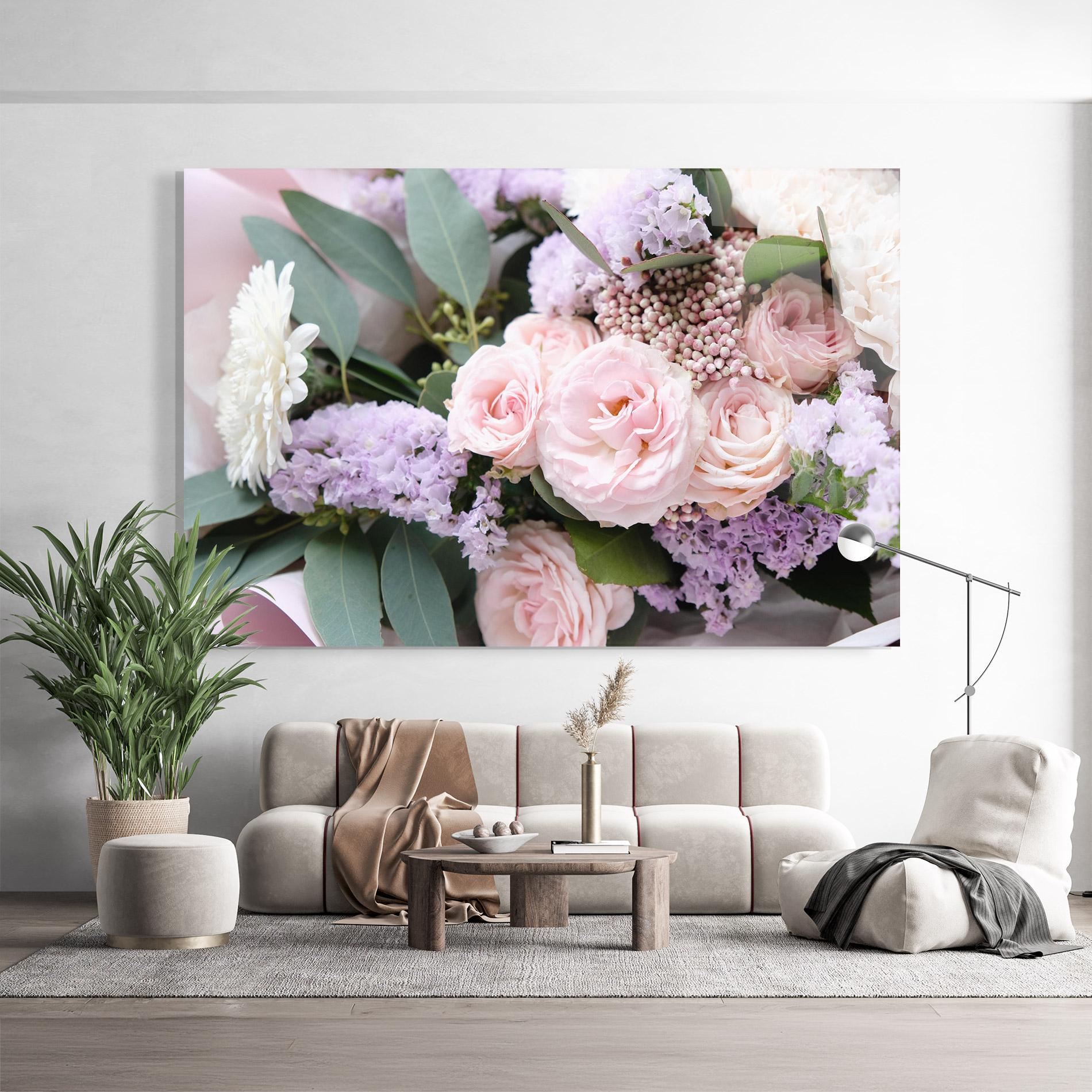 Tablou Sticla Beautiful Pink Roses mockup 9