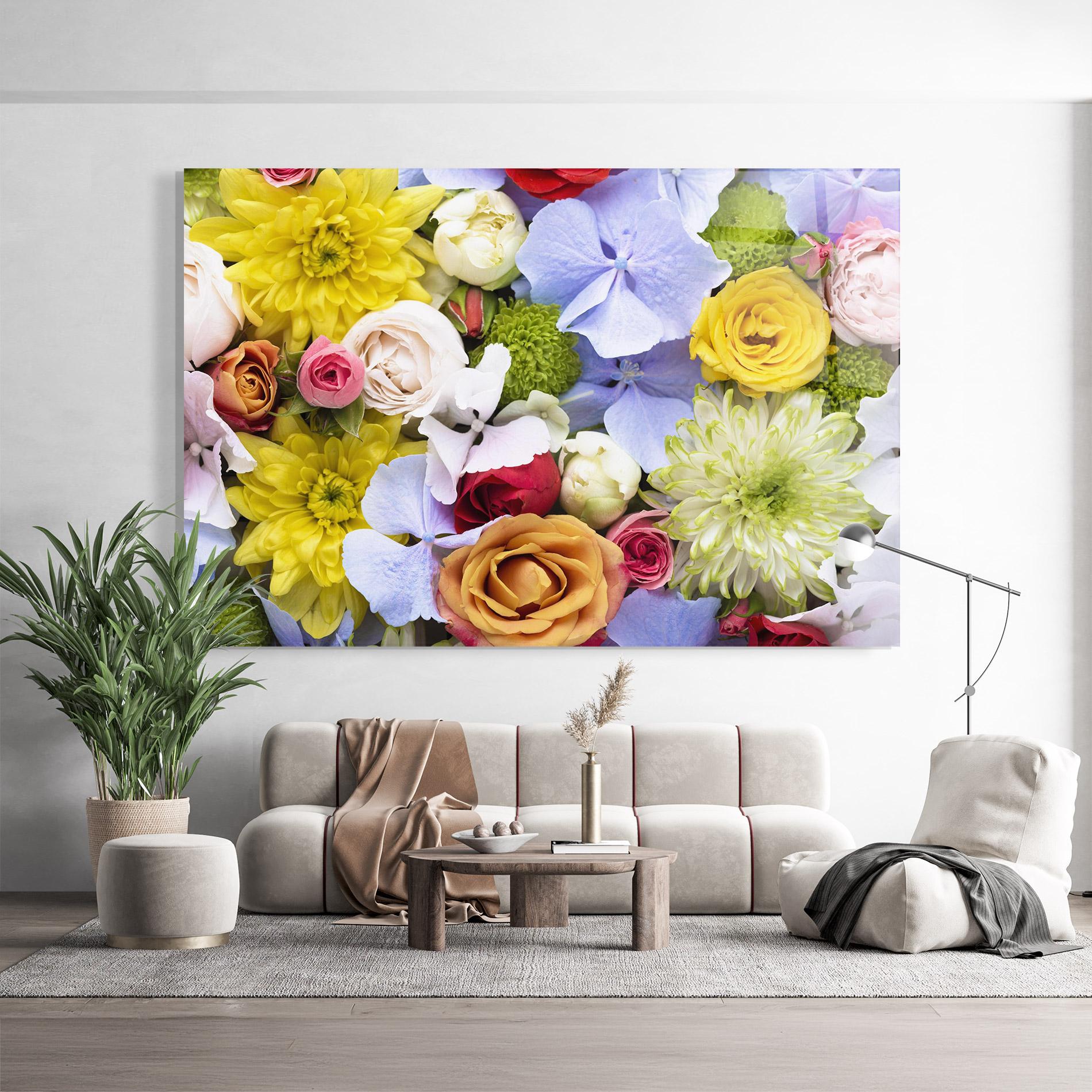 Tablou Sticla Color Mix Flower Bouquet mockup 9