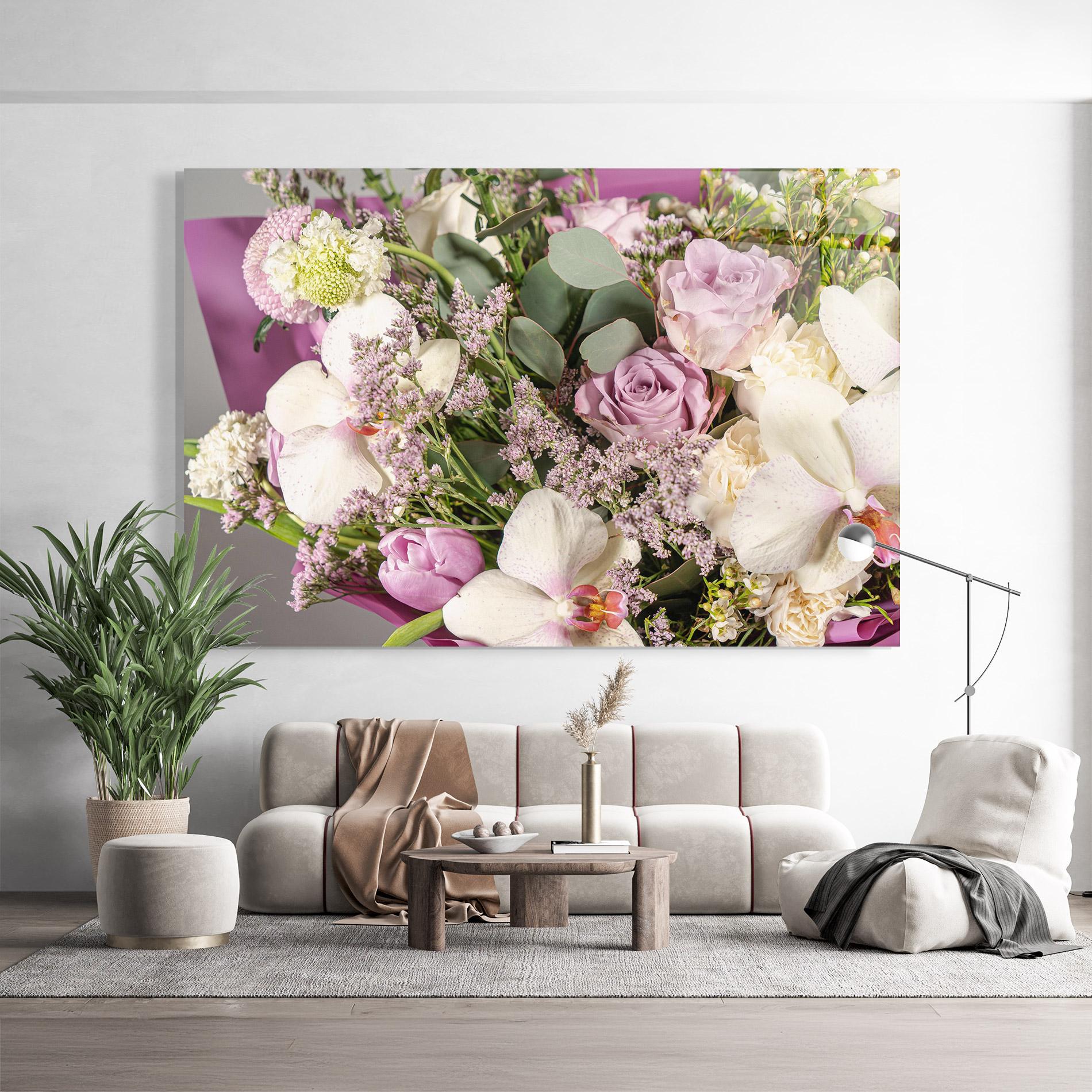 Tablou Sticla Cute Purple Bouquet mockup 9