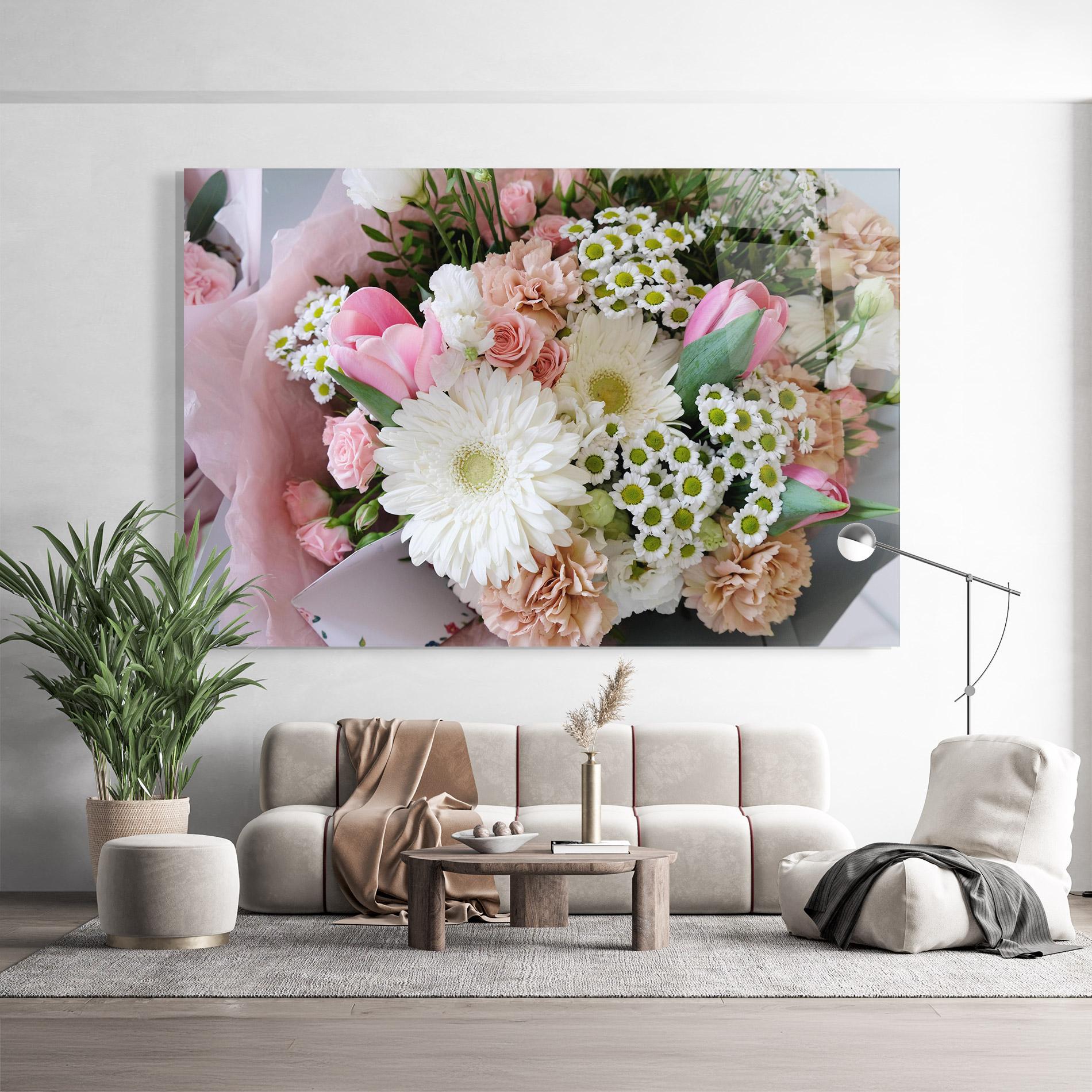 Tablou Sticla Flower Mix Bouquet mockup 9