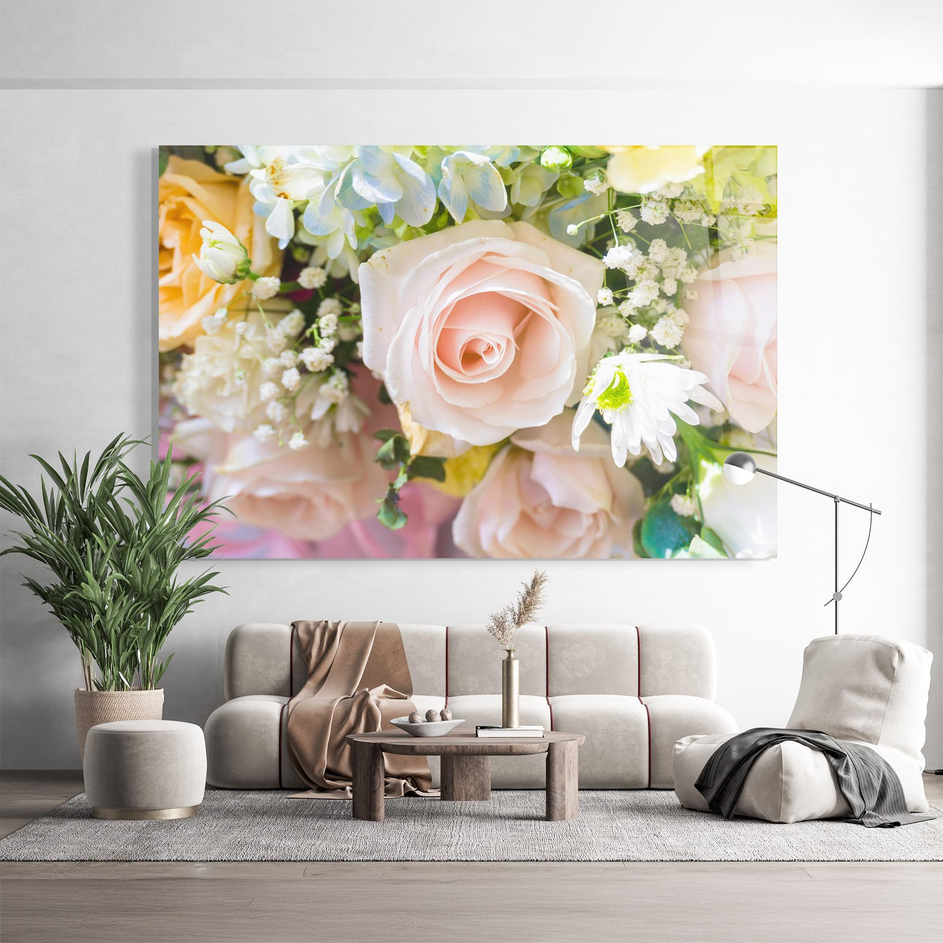 Tablou Sticla Light Pink Bouquet mockup 9