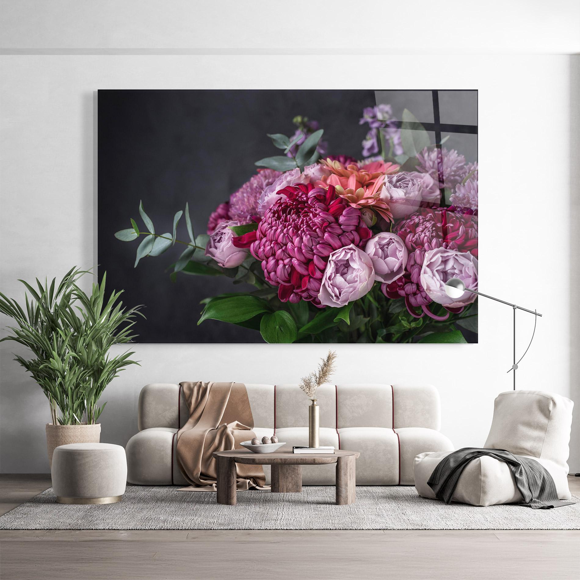 Tablou Sticla Mix Purple Bouquet mockup 9