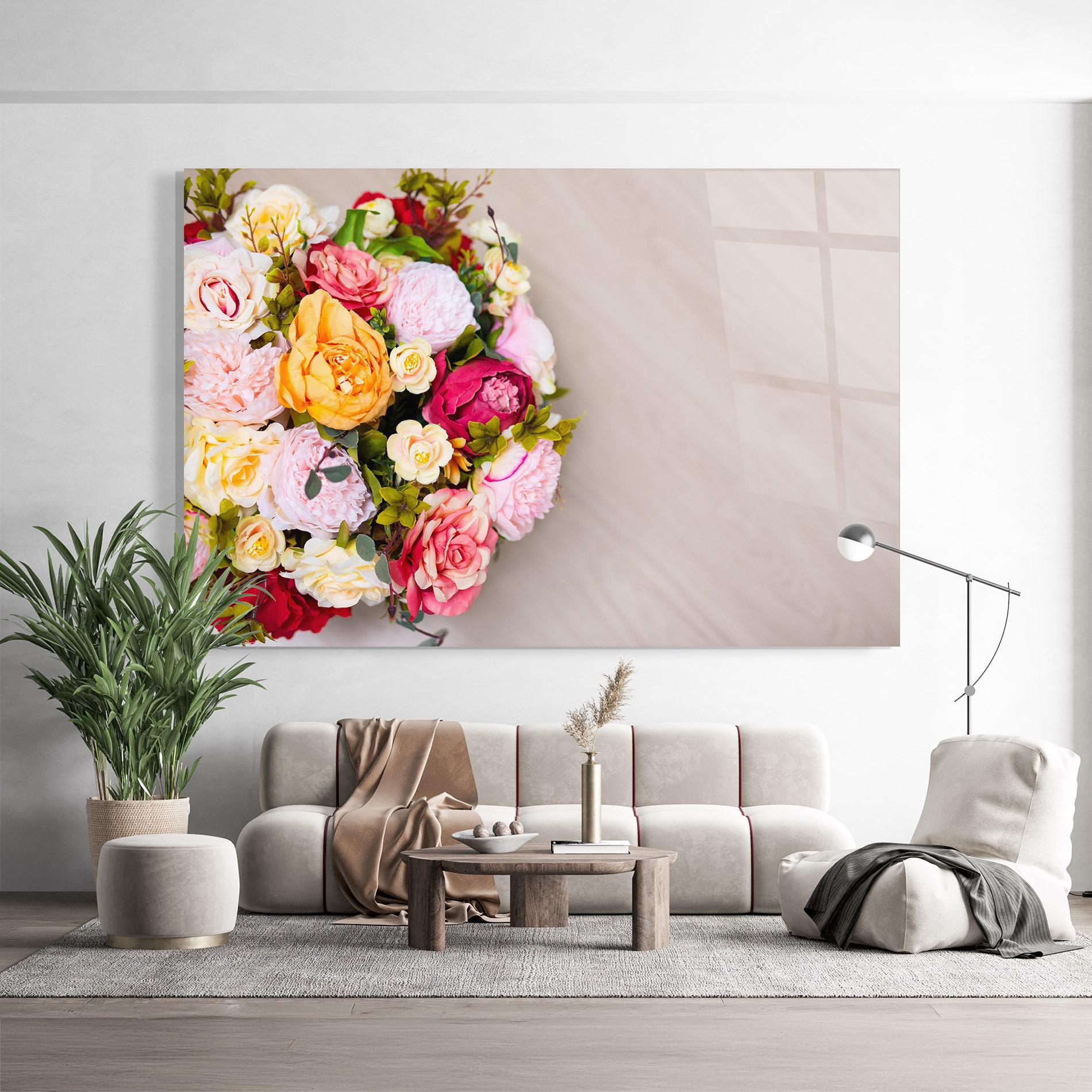 Tablou Sticla Orange Purple Bouquet mockup 9